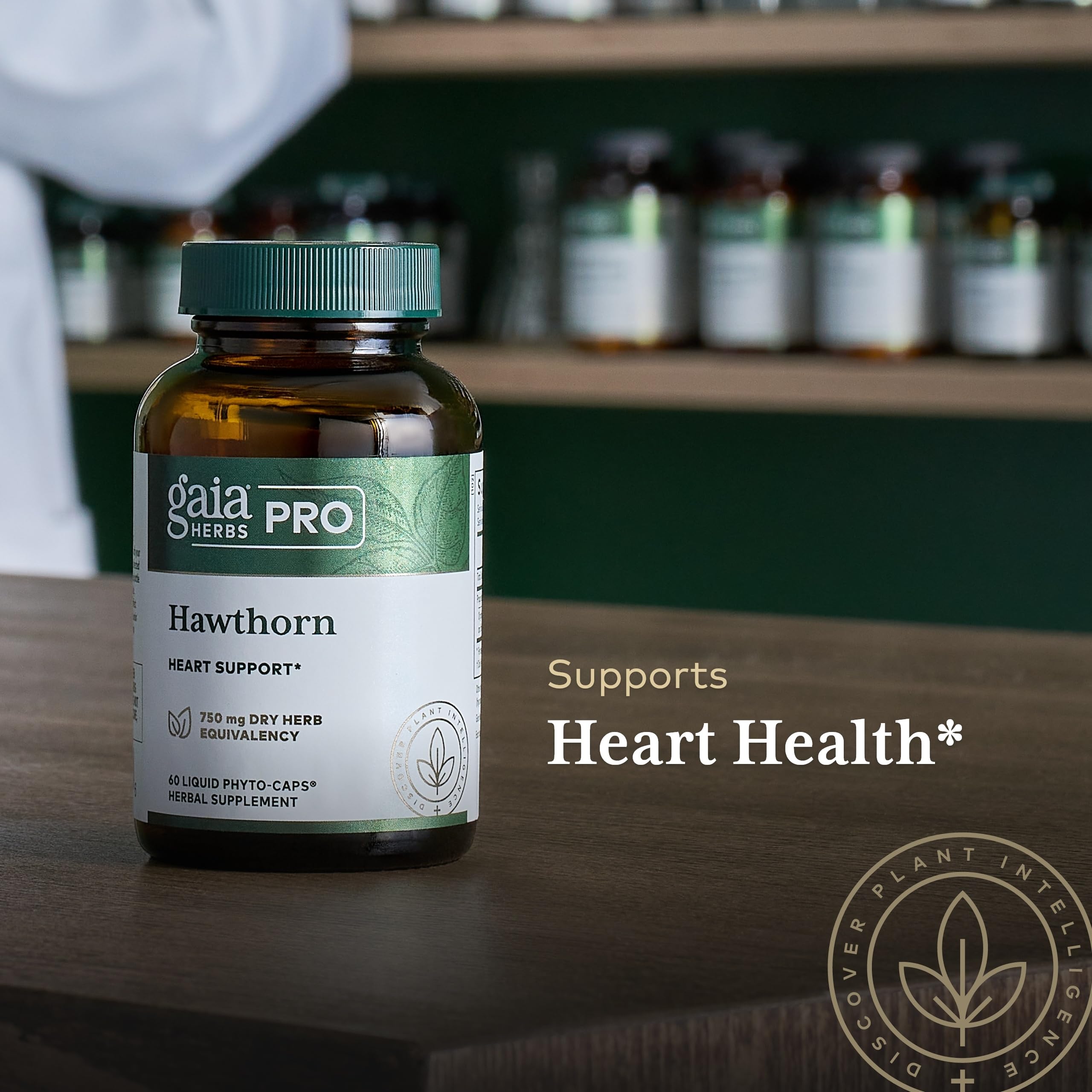 Gaia Herbs Pro Aubépine — emballage prêt à ranger sur l'étagère