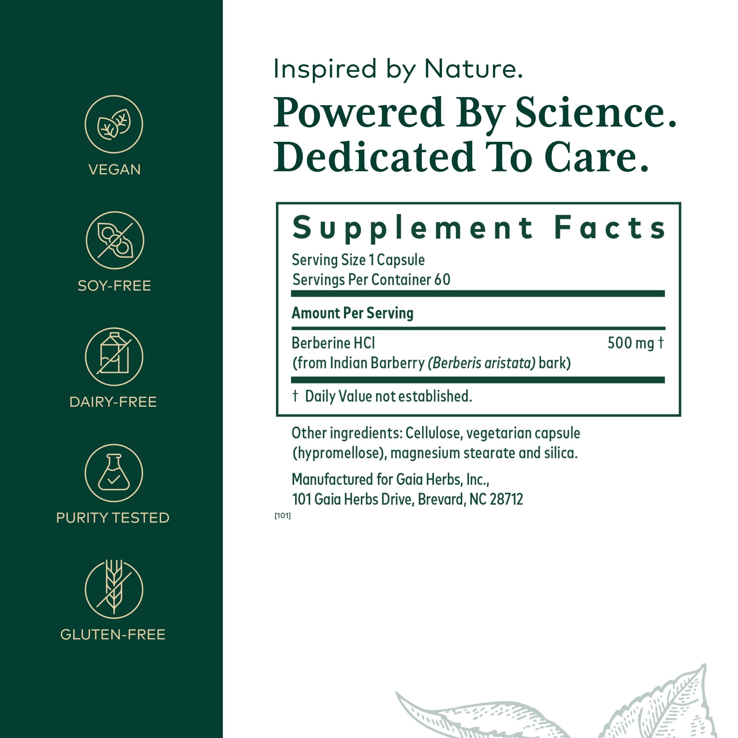 Capsules Gaia Herbs PRO Berberine Métabolique prêtes à l'emploi pour une routine quotidienne pratique.