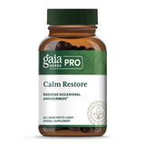 Gaia Herbs PRO Calm Restore : bouteille affichant l’étiquette du complément pour le système nerveux.