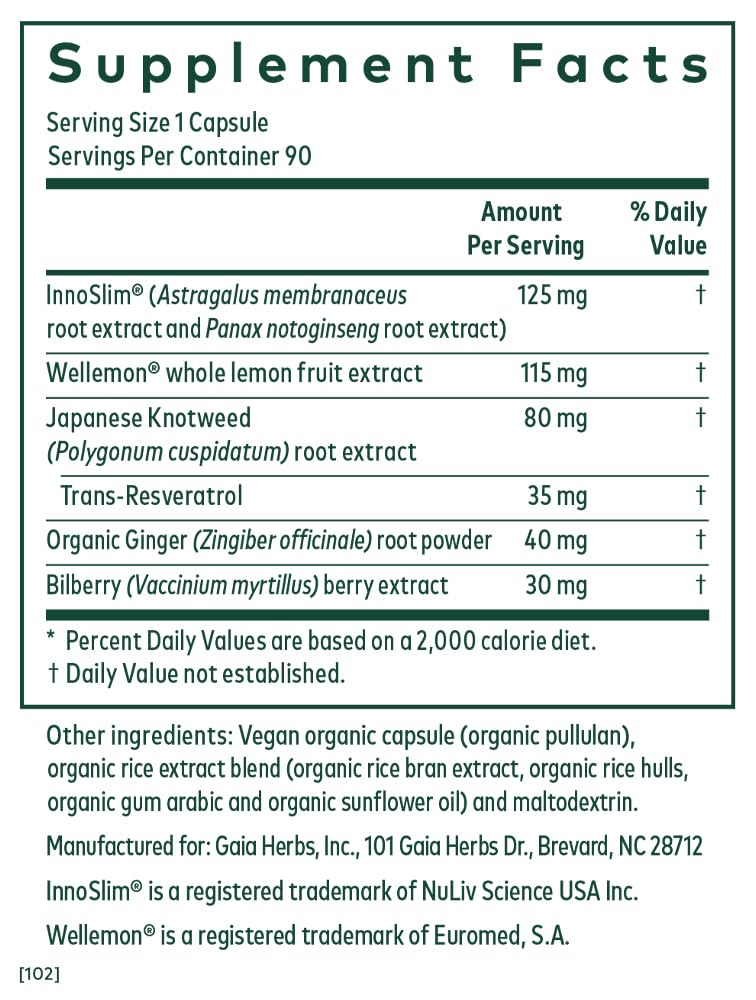 Gaïa Herbs PRO AMPK Activateur – capsules visibles, soutien métabolique possible sans caféine.