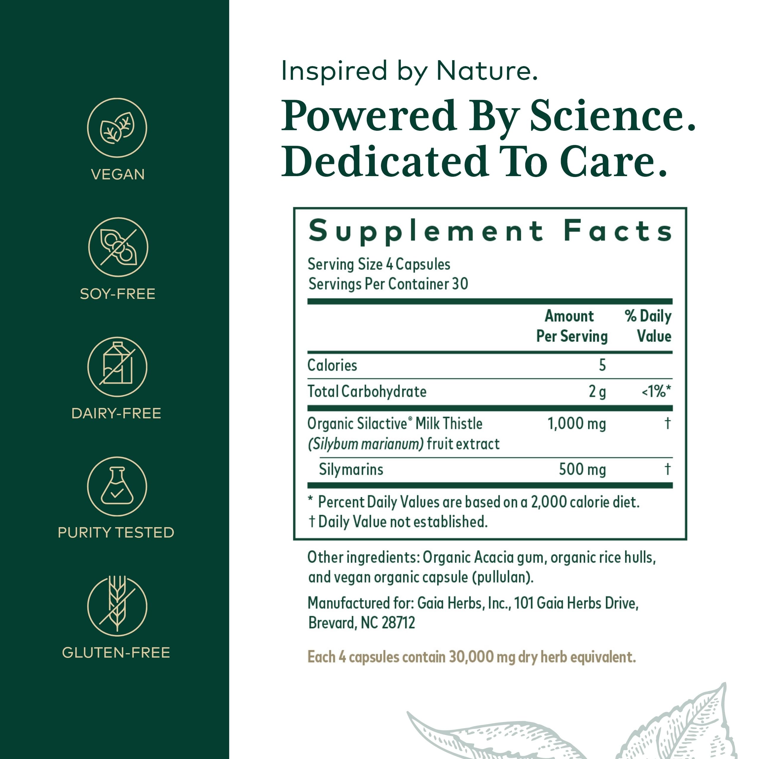 Gaïa Herbs PRO chardon-marie capsules, format pratique pour l’usage quotidien.