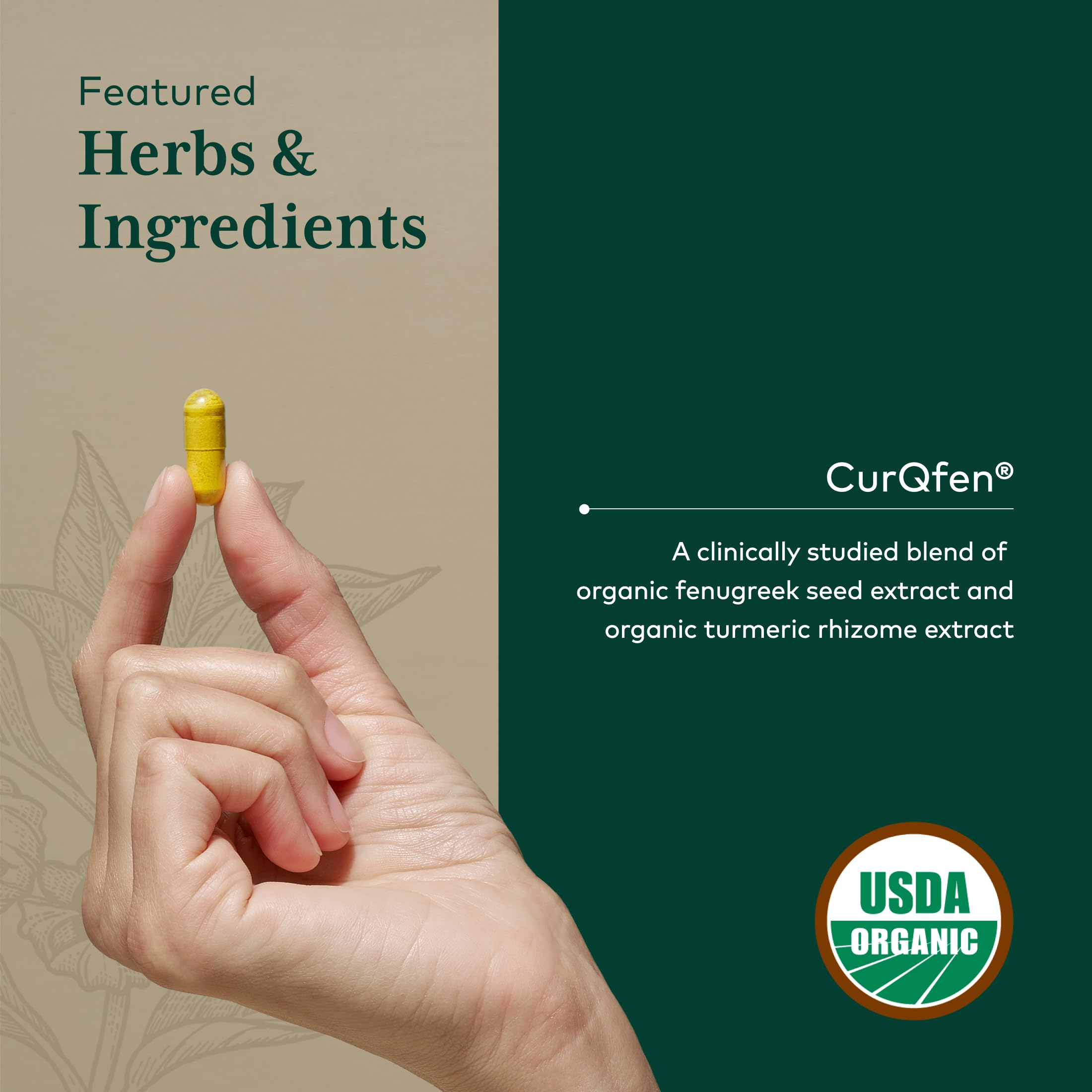 Étiquette bio sur l’emballage GAIA HERBS PRO Turmeric Fenugreek Complex.