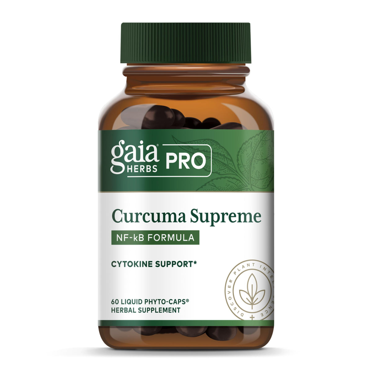 Gaia Herbs PRO front packaging showing supplement bottle and label benefits
