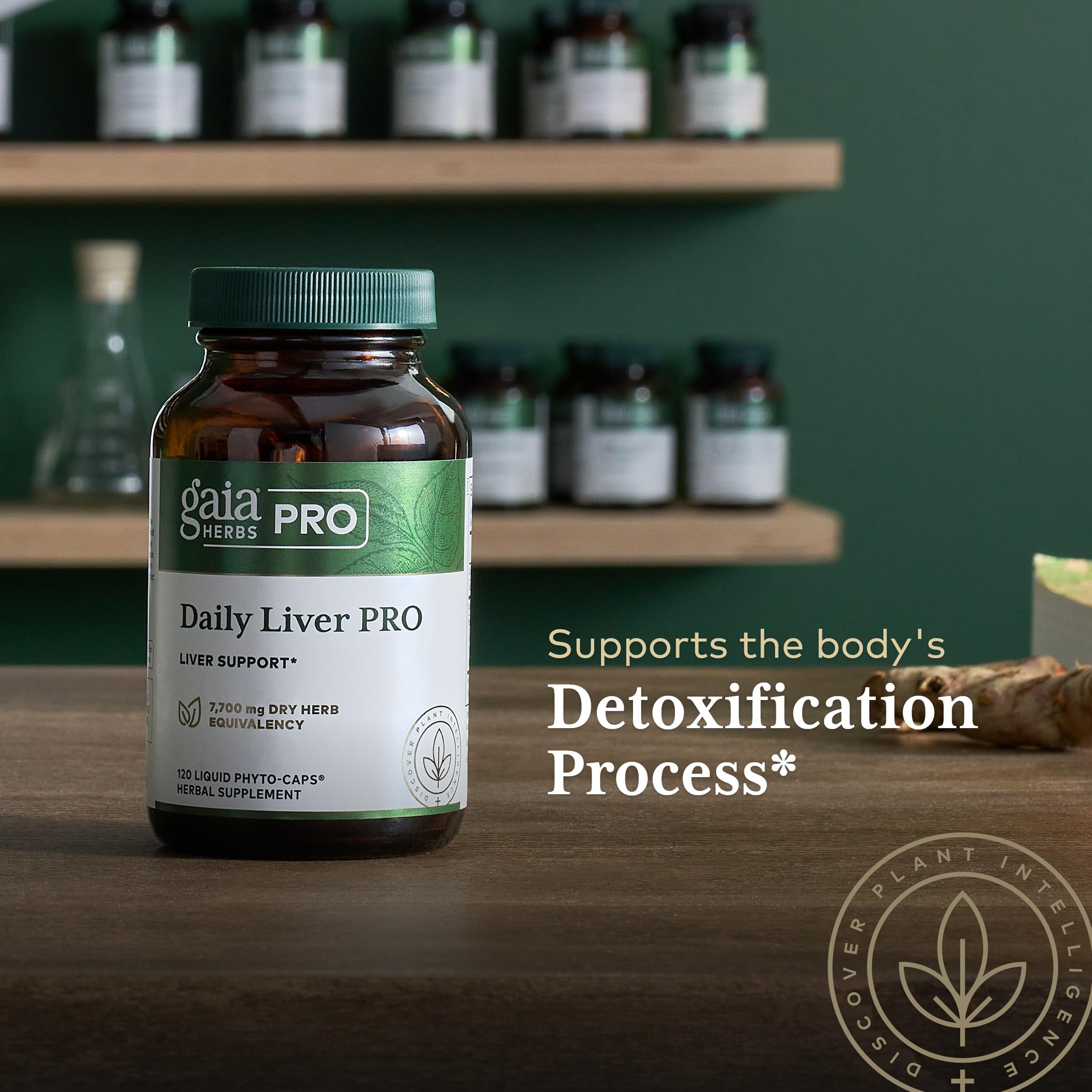 Gaia Herbs PRO Daily Liver Pro, étiquette sans gluten et biologique.
