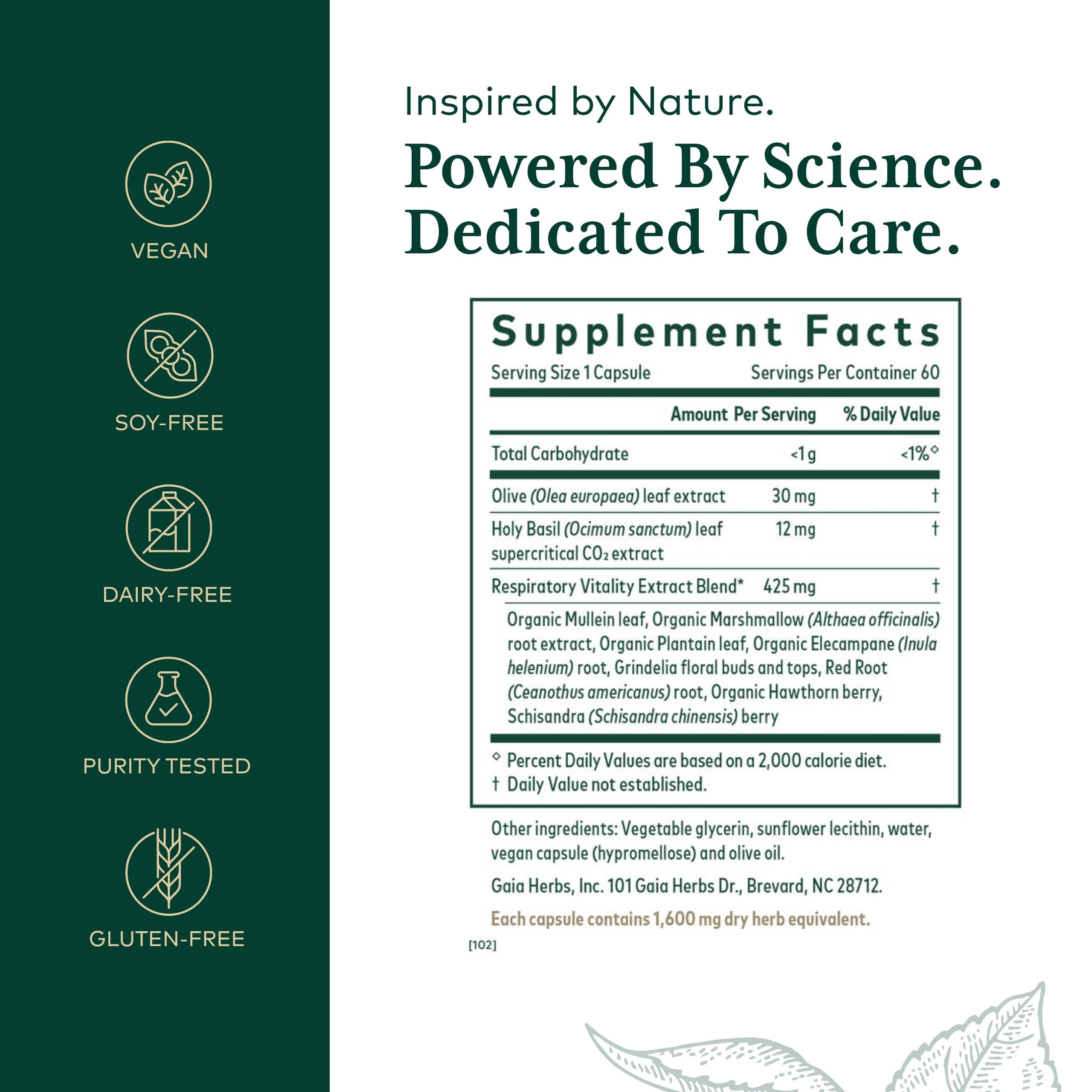 Gaia Herbs PRO Daily Lung Formula : ingrédients-plantes clés pour une action potentielle sur le système immunitaire.