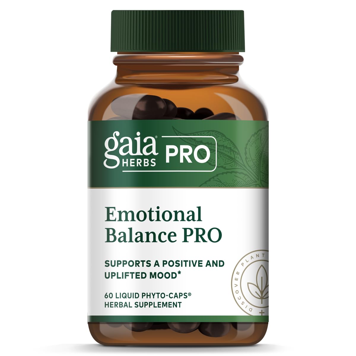 Bouteille Gaia Herbs PRO Emotional Balance prête à l’emploi pour un équilibre quotidien.