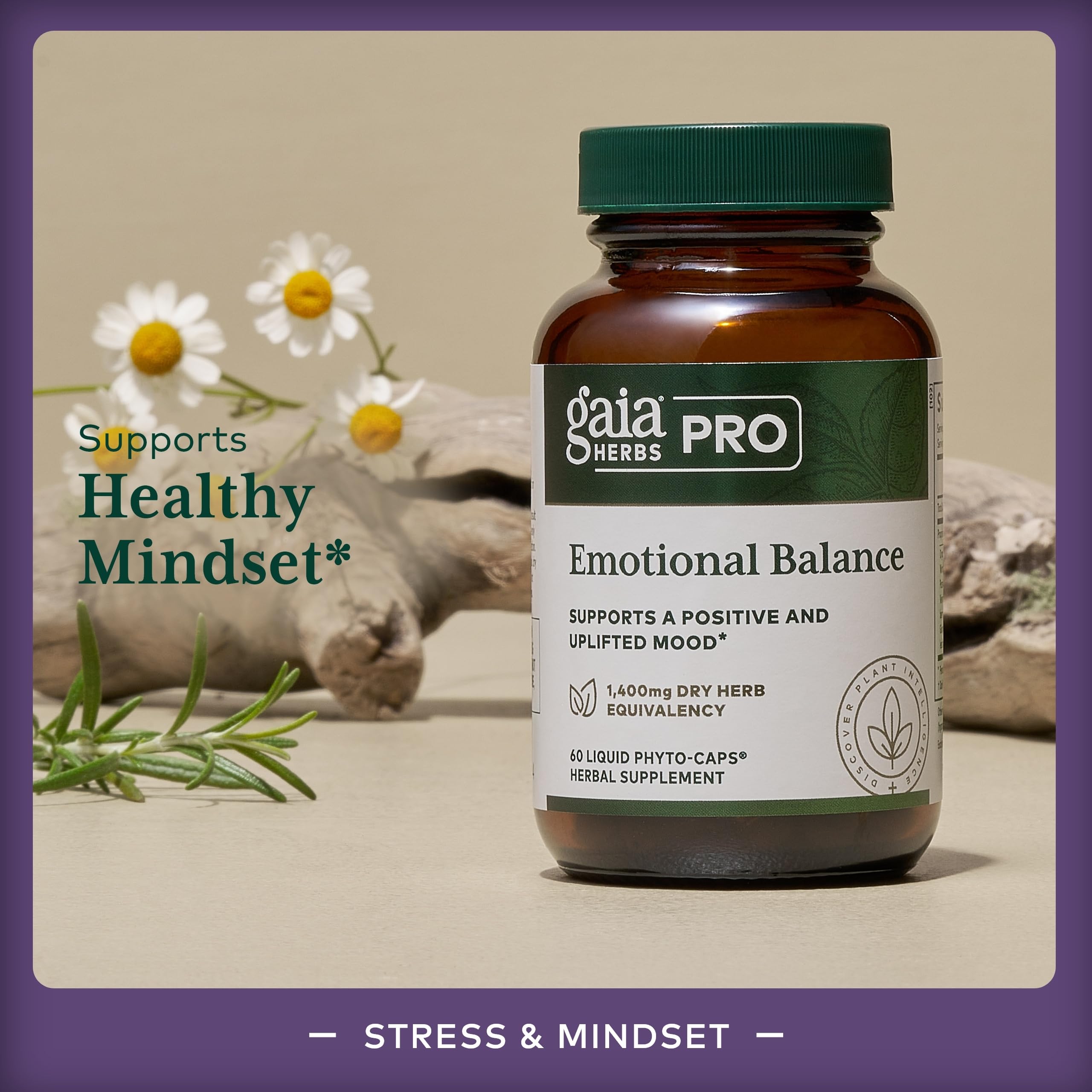 Gelules Gaia Herbs PRO Emotional Balance capsules végétales faciles à avaler.