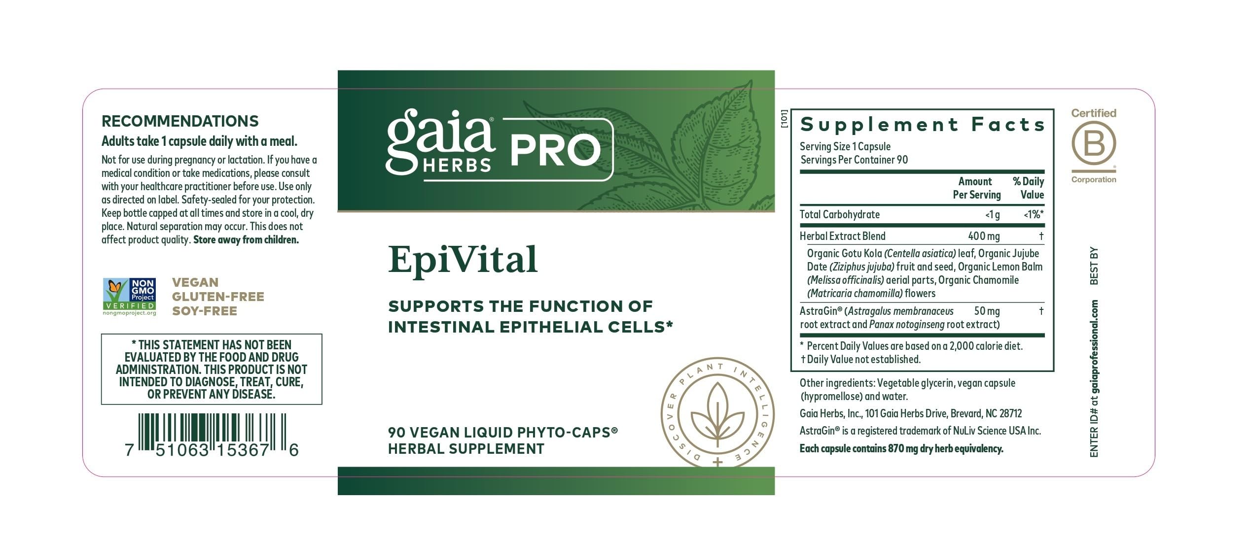 Gaïa Herbs PRO EpiVital — Ferme régénérative en Caroline du Nord, ingrédients premium.