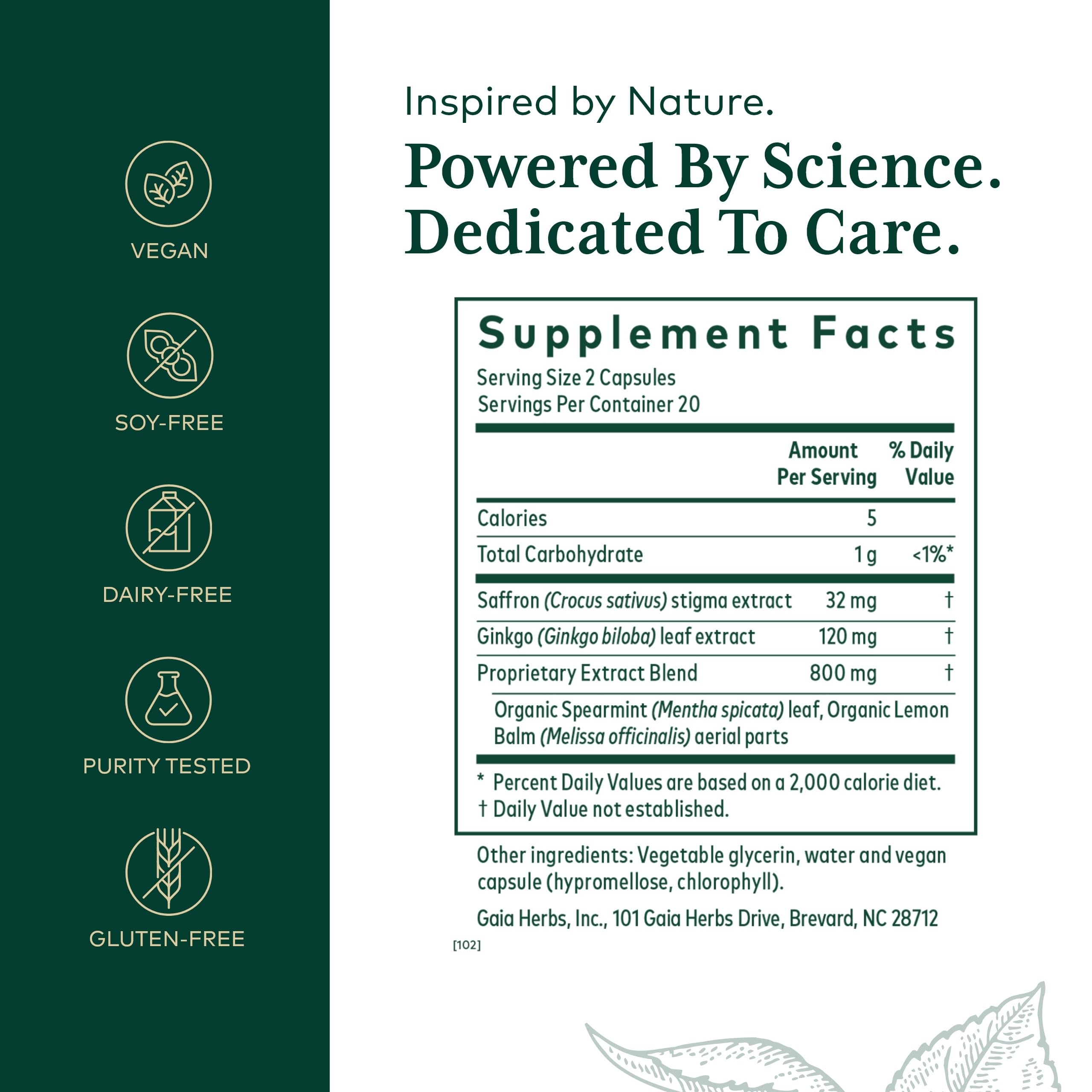 GAIA HERBS PRO Focus — Composition safran pour équilibre mental et clarté