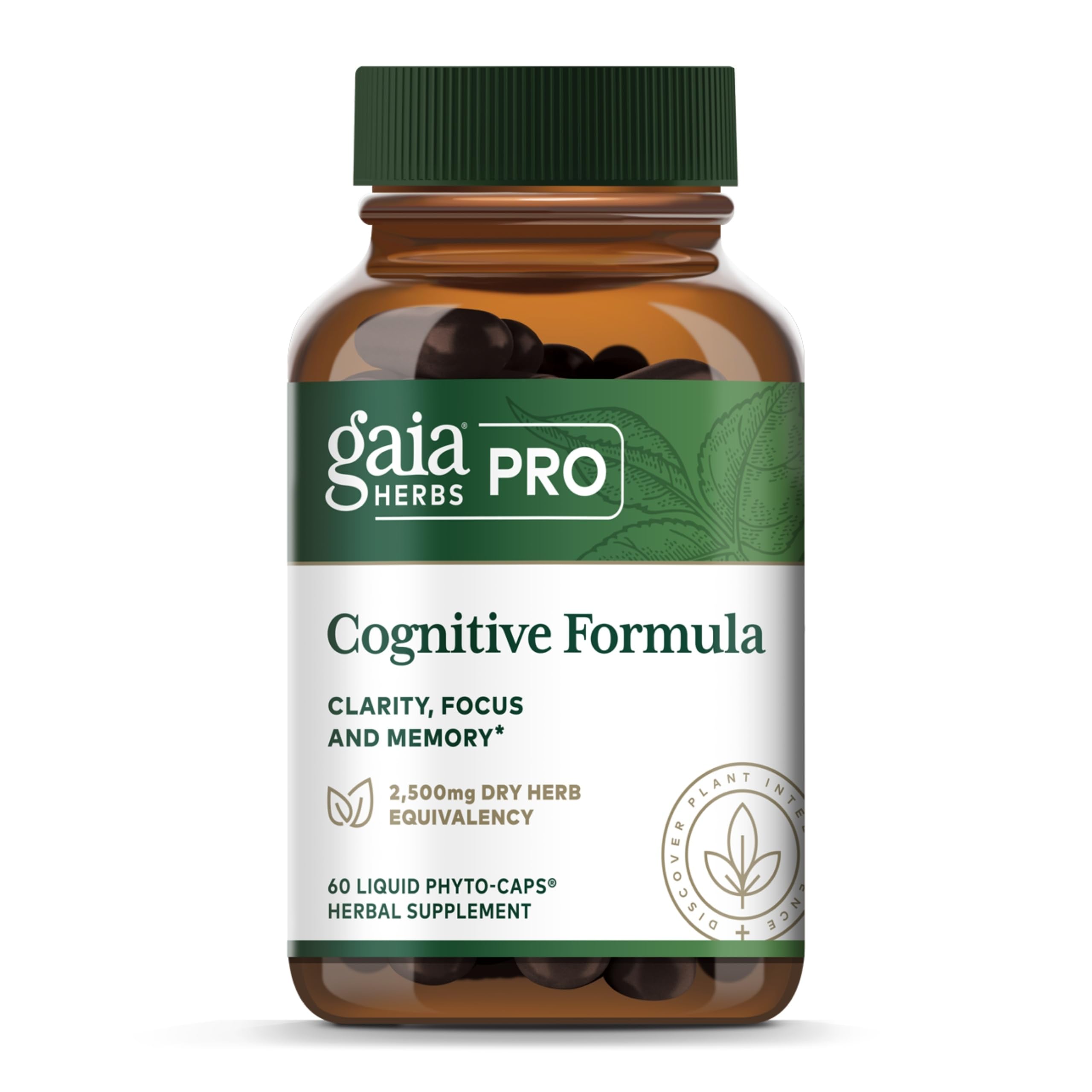 GAIA HERBS PRO Formule cérébrale – Bouteille élégante, soutien potentiel à la concentration