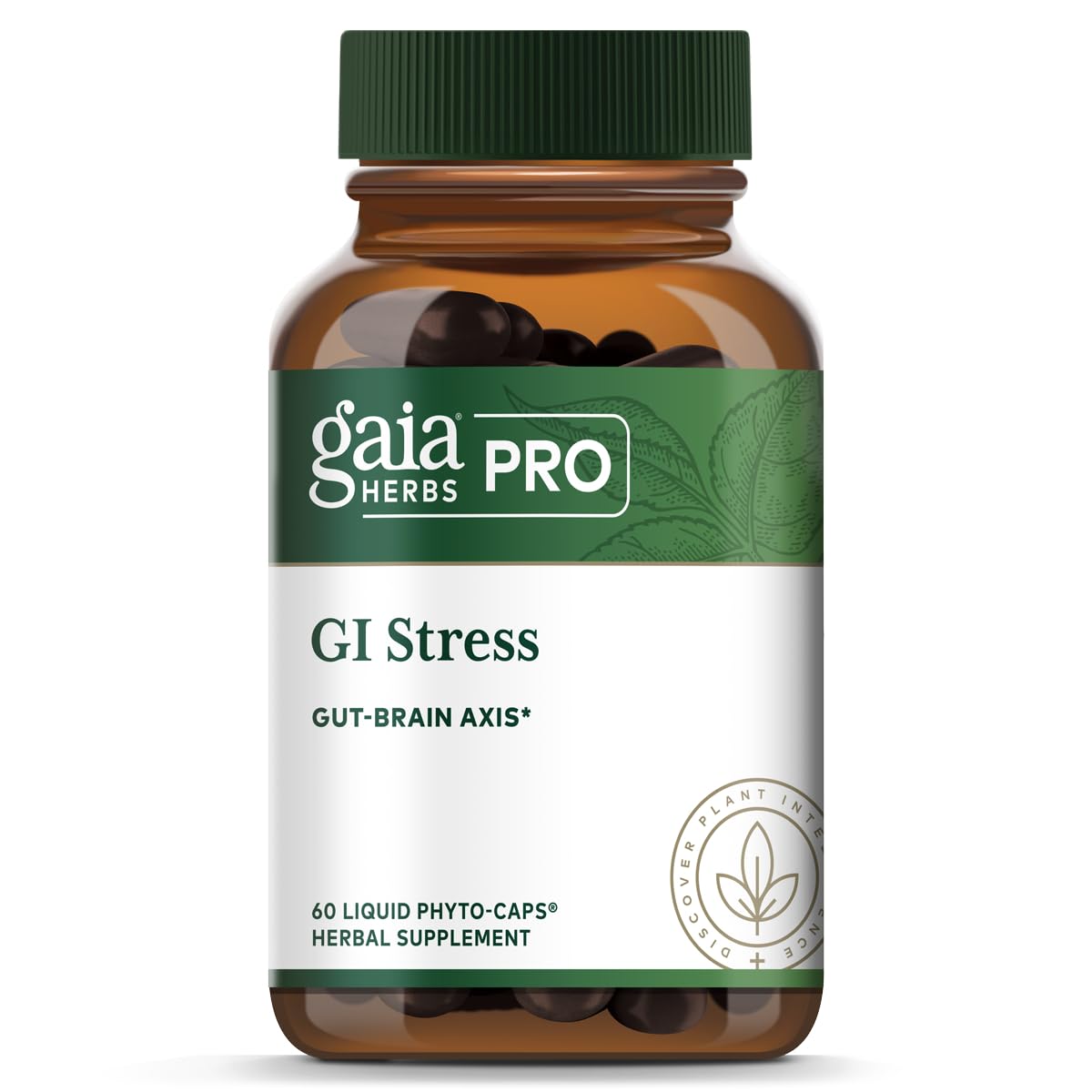 Gaia Herbs PRO GI Stress – bouteille de capsules liquides, soutien digestif lors du stress.