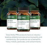 Gaia Herbs PRO Glutathione 500 - gros plan sur les gélules, composition naturelle.