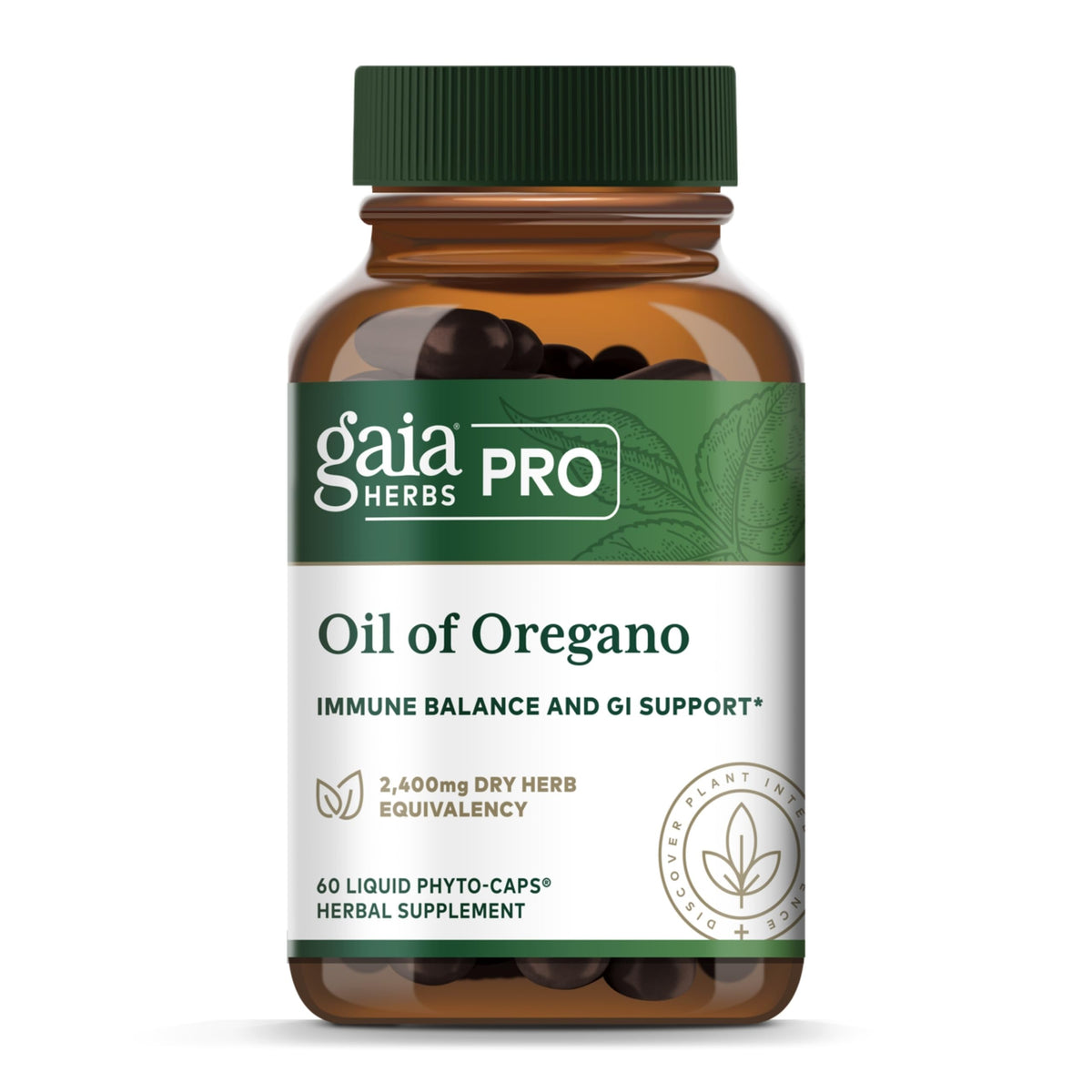 Gaia Herbs PRO Huile d'Origan en bouteille, soutien immunitaire potentiel et arôme frais.