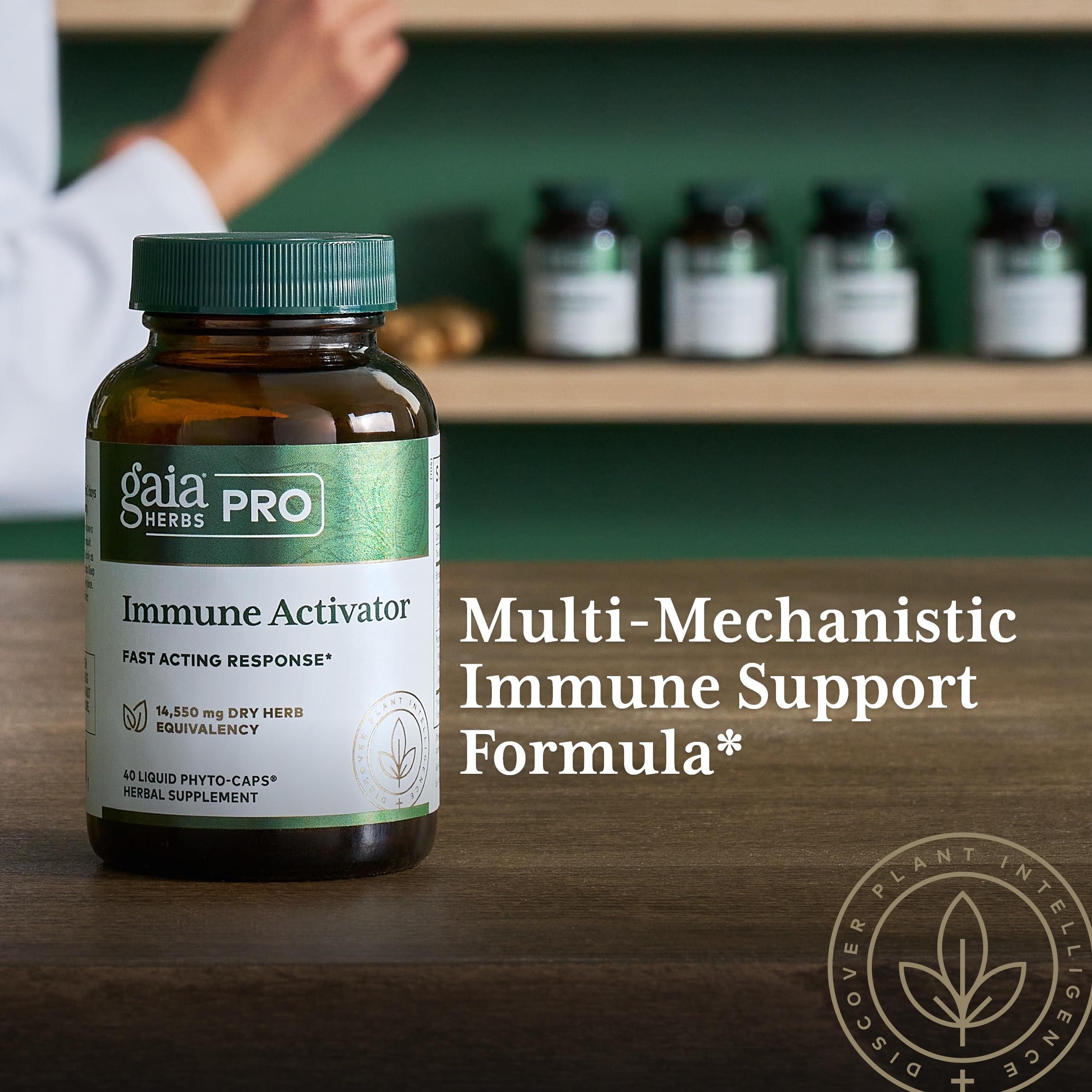 Gaia Herbs PRO Immune Activator – étiquette et informations claires sur les composants.