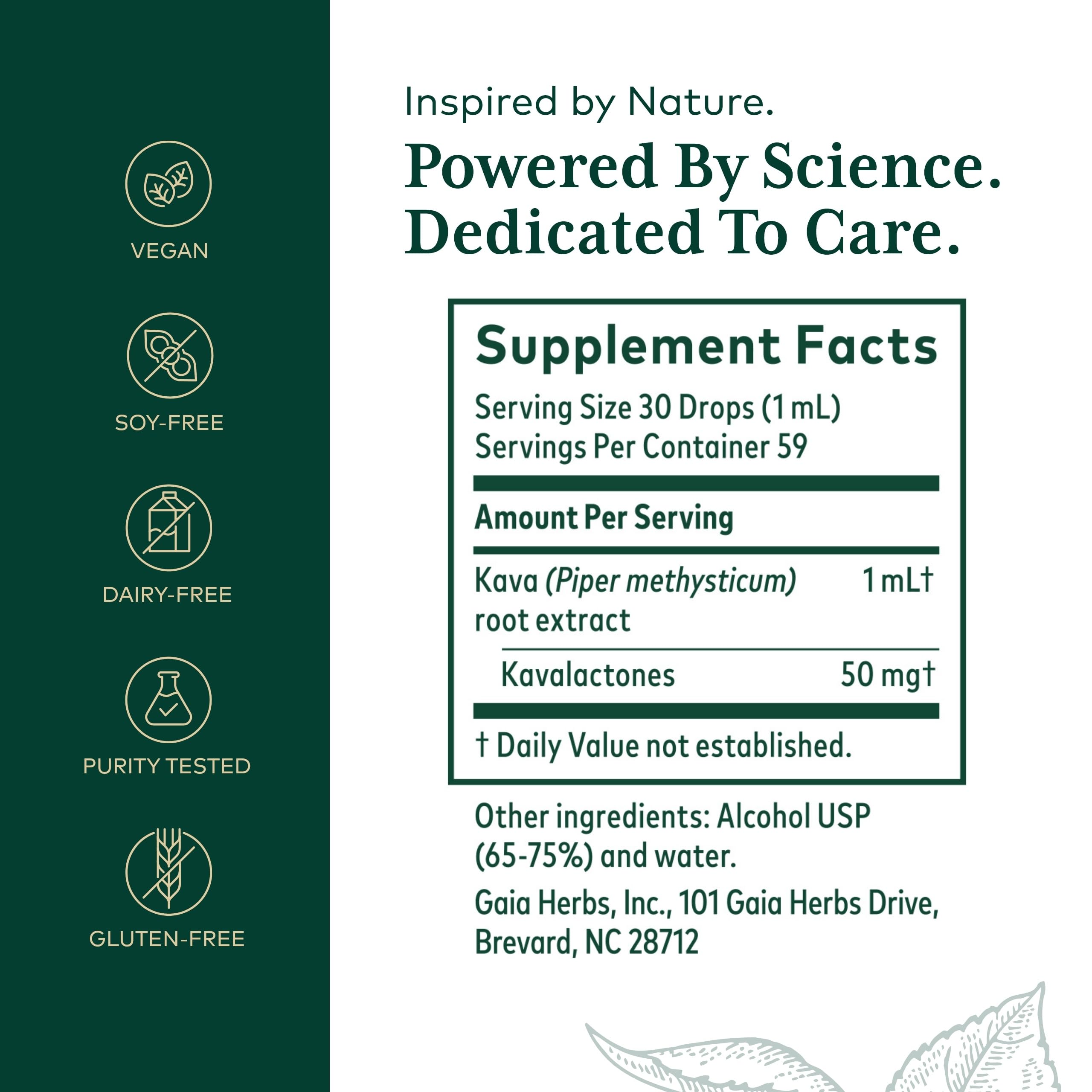 GAIA HERBS PRO Kava 50 dose-50mg: kavavalactones stables pour la relaxation.
