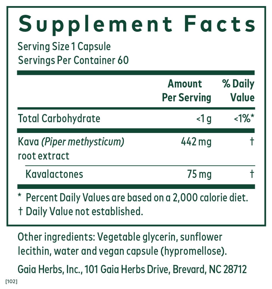 GAIA HERBS PRO Kava 75 – capsules phyto pour un moment de détente.