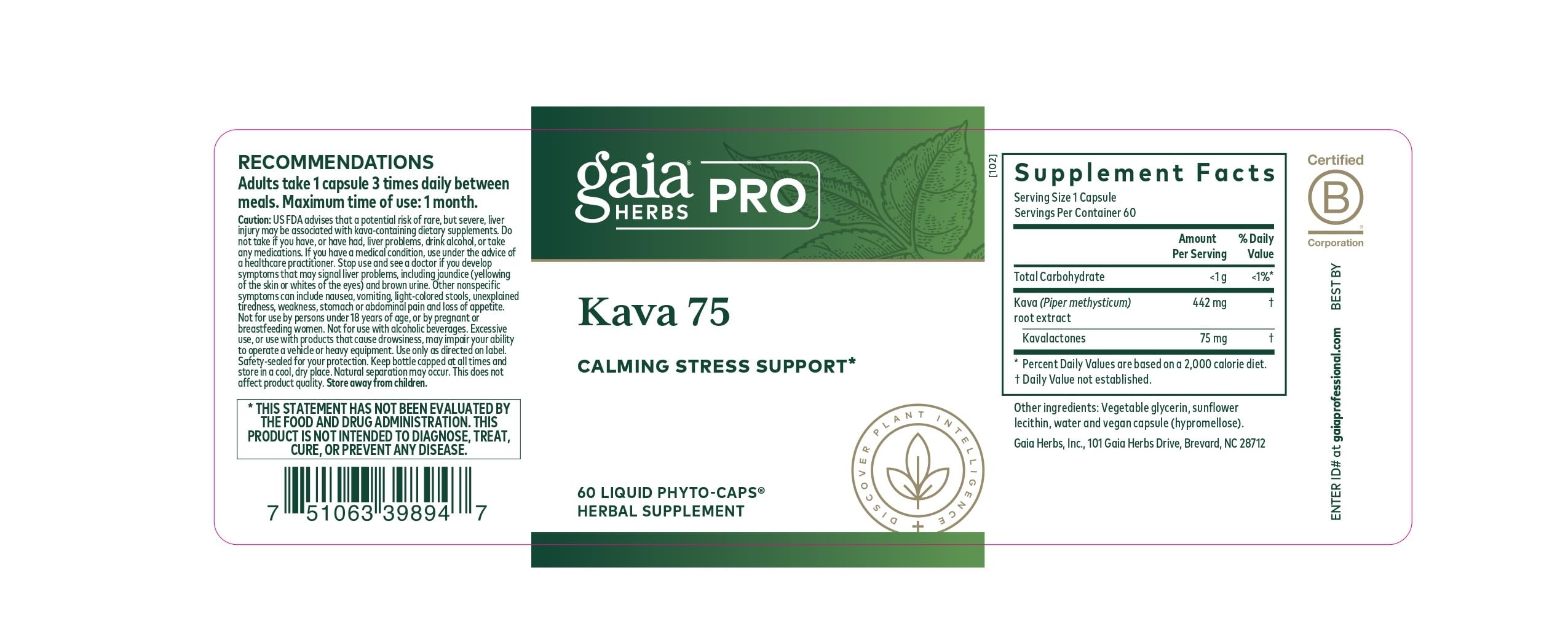 GAIA HERBS PRO Kava 75 – kava issu de Vanuatu, choix écologique et durable.
