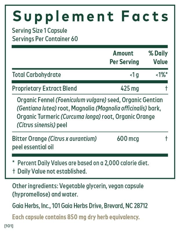 GAIA HERBS PRO MMC Restore — gélules liquides, formulation naturelle pour le confort digestif