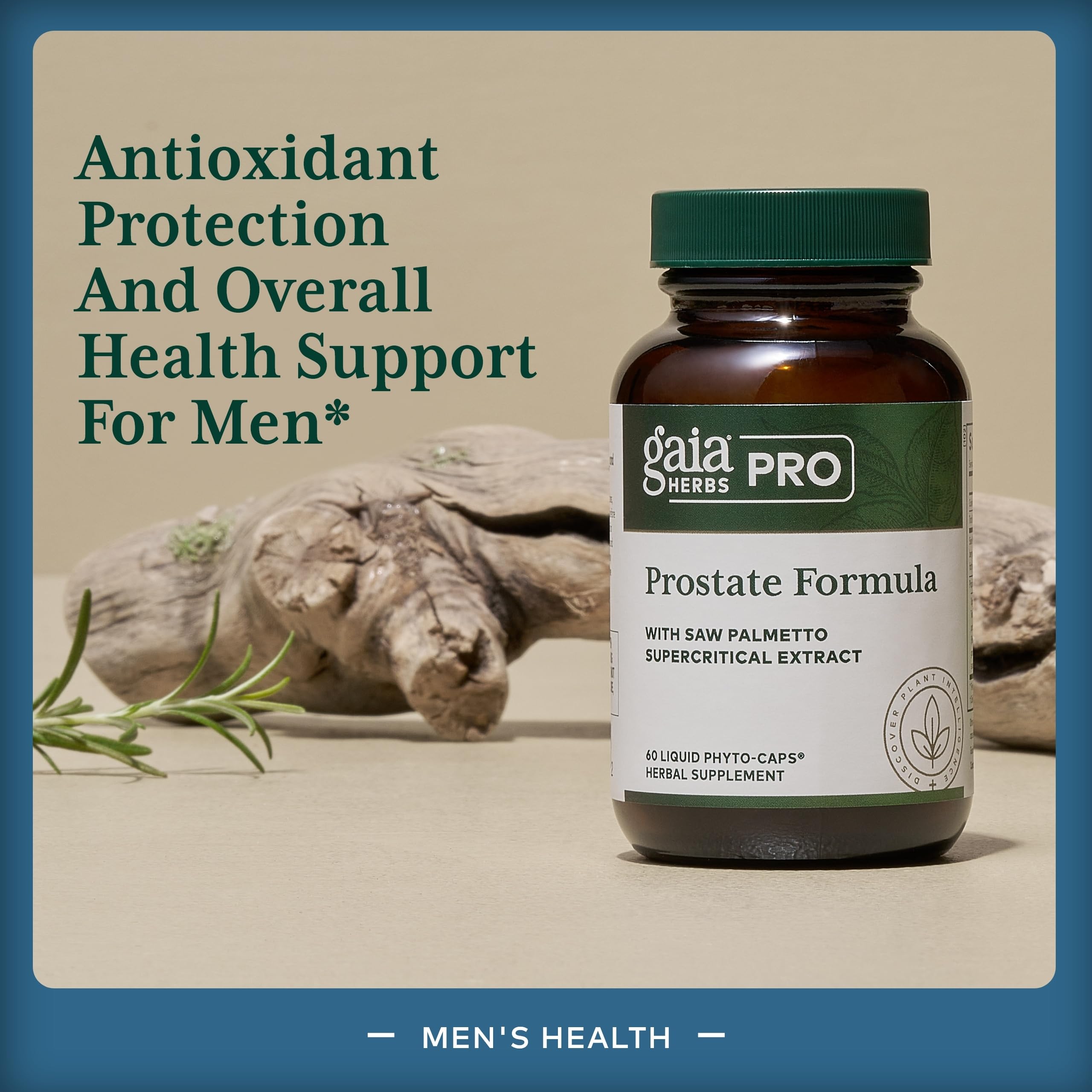 Capsules Gaia Herbs PRO Prostate Formula faciles à avaler pour une routine régulière.