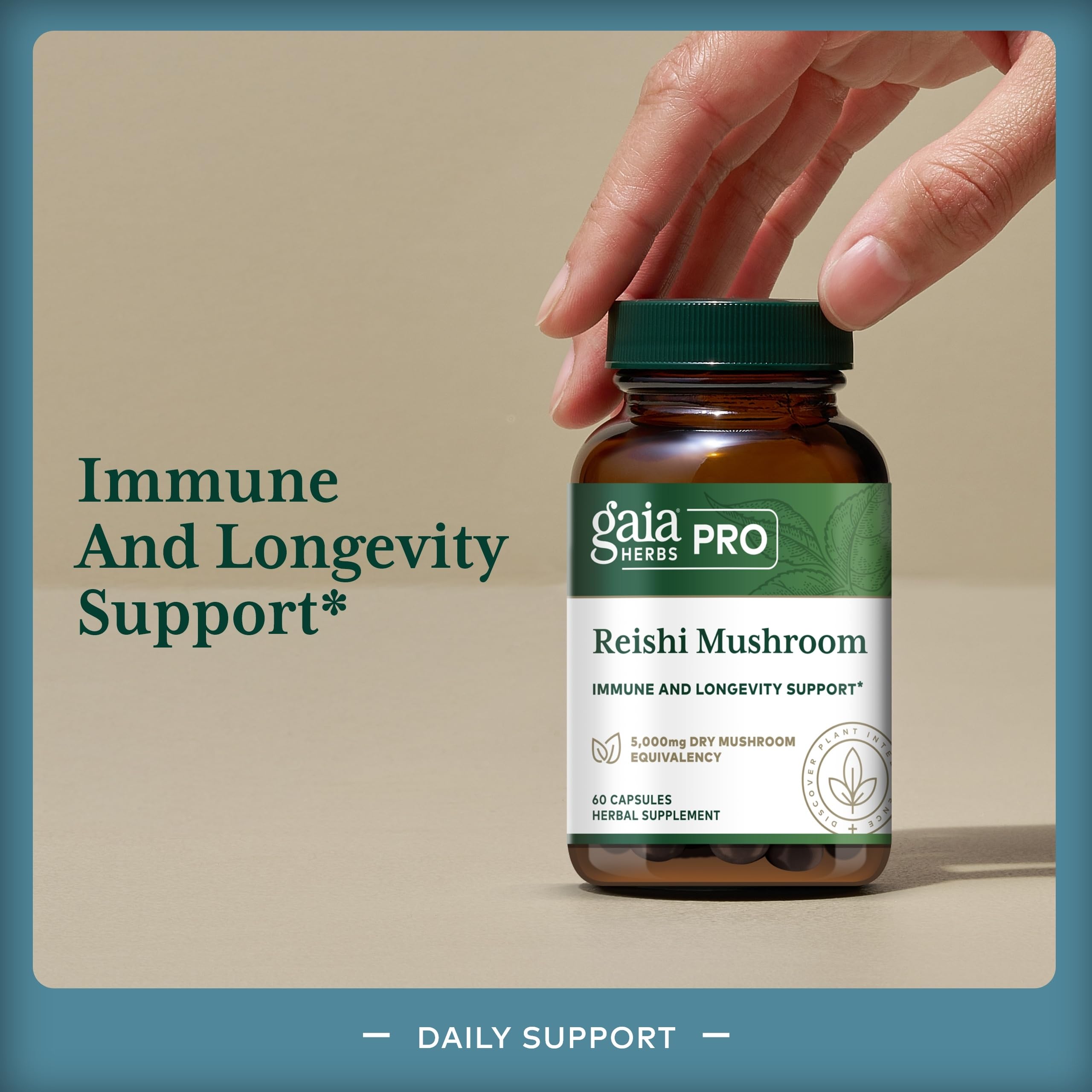 Gaia Herbs PRO Reishi champignon etiquette bio: ingrédients biologiques et traçabilité.