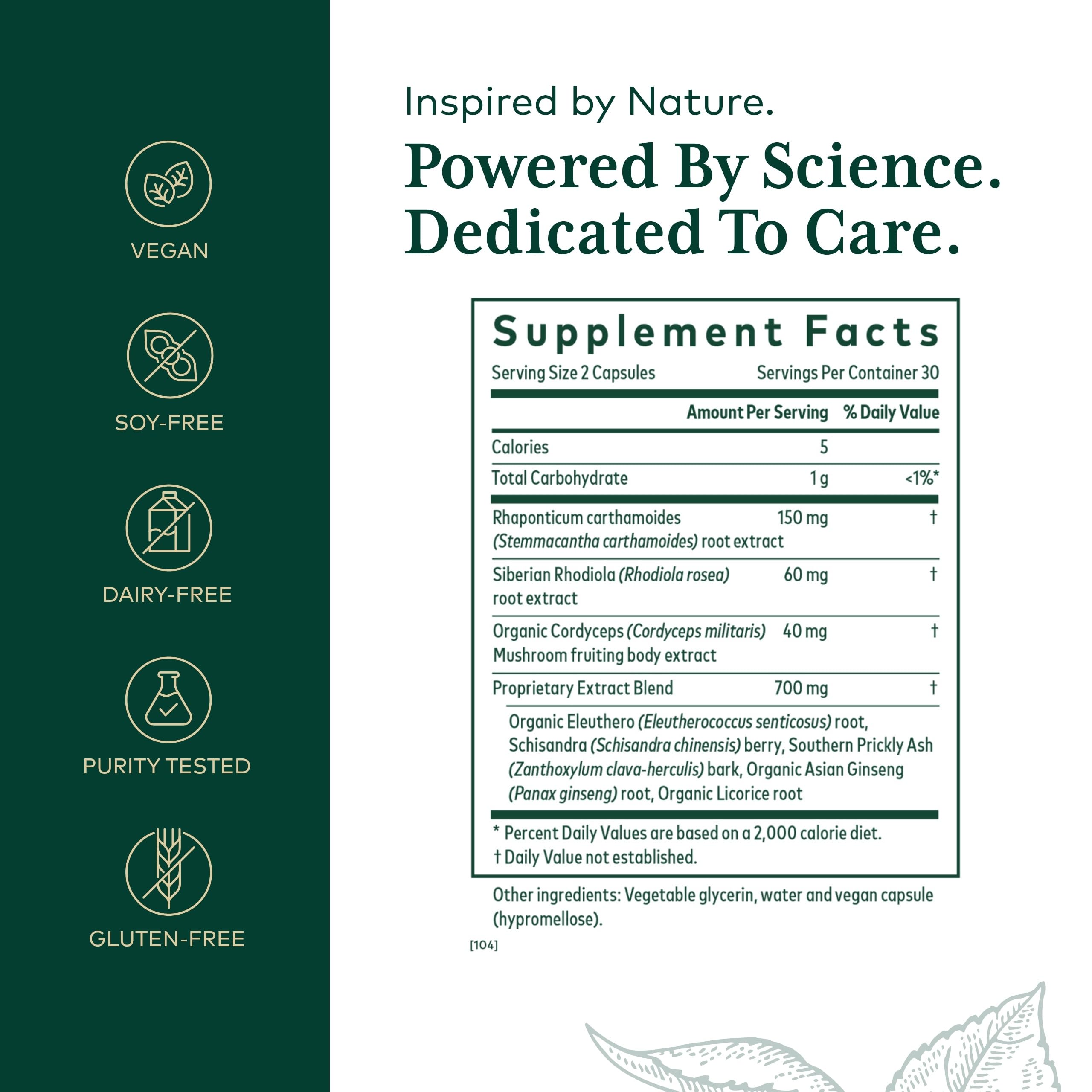 Gaia Herbs PRO Revive HPA – mélange herbal stimulant en gros plan.