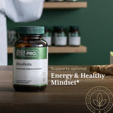 Gaia Herbs PRO Rhodiola – capsules en gros plan, texture et composition.