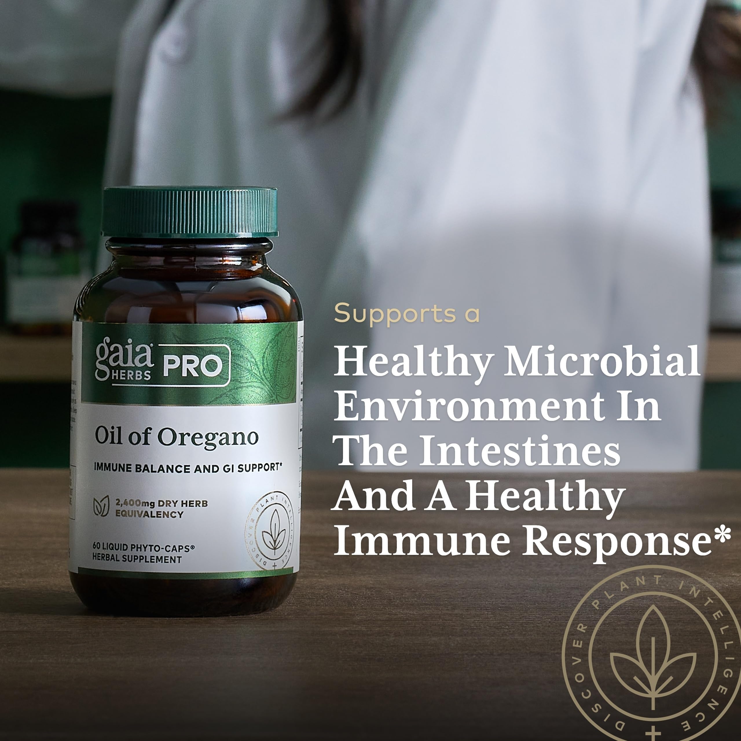 Gaia Herbs PRO Santé intestinale et équilibre digestif avec l'origan.