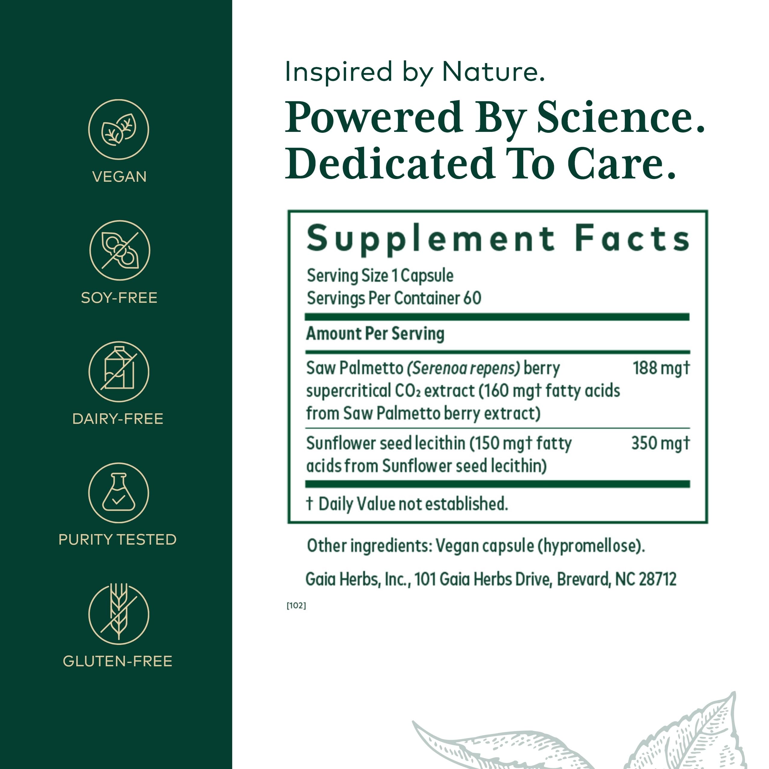 Gaïa Herbs PRO Saw Palmetto – gélules faciles à prendre pour routine régulière