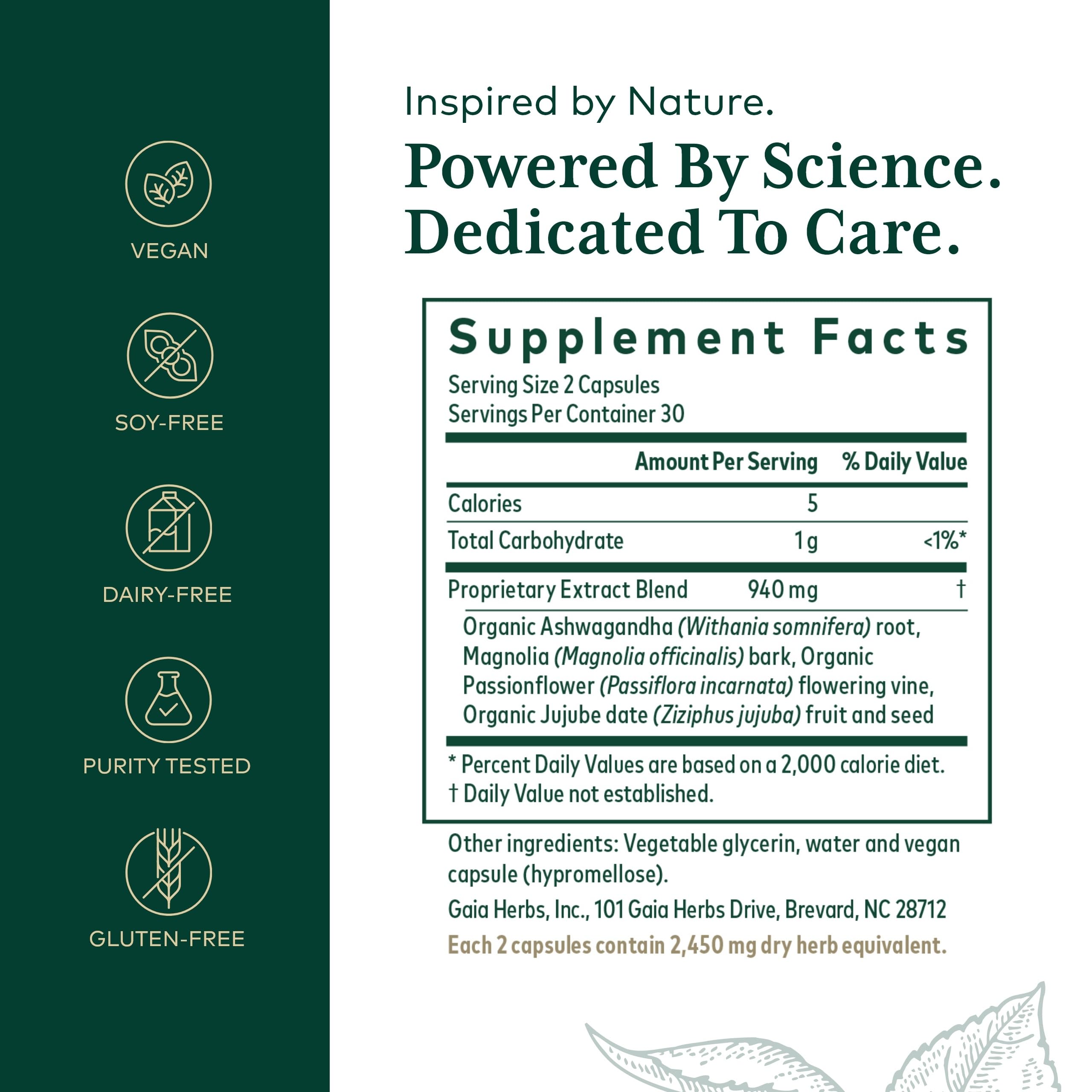 Gaia Herbs PRO Sommeil Maintien — emballage clair indiquant vegan et sans gluten.