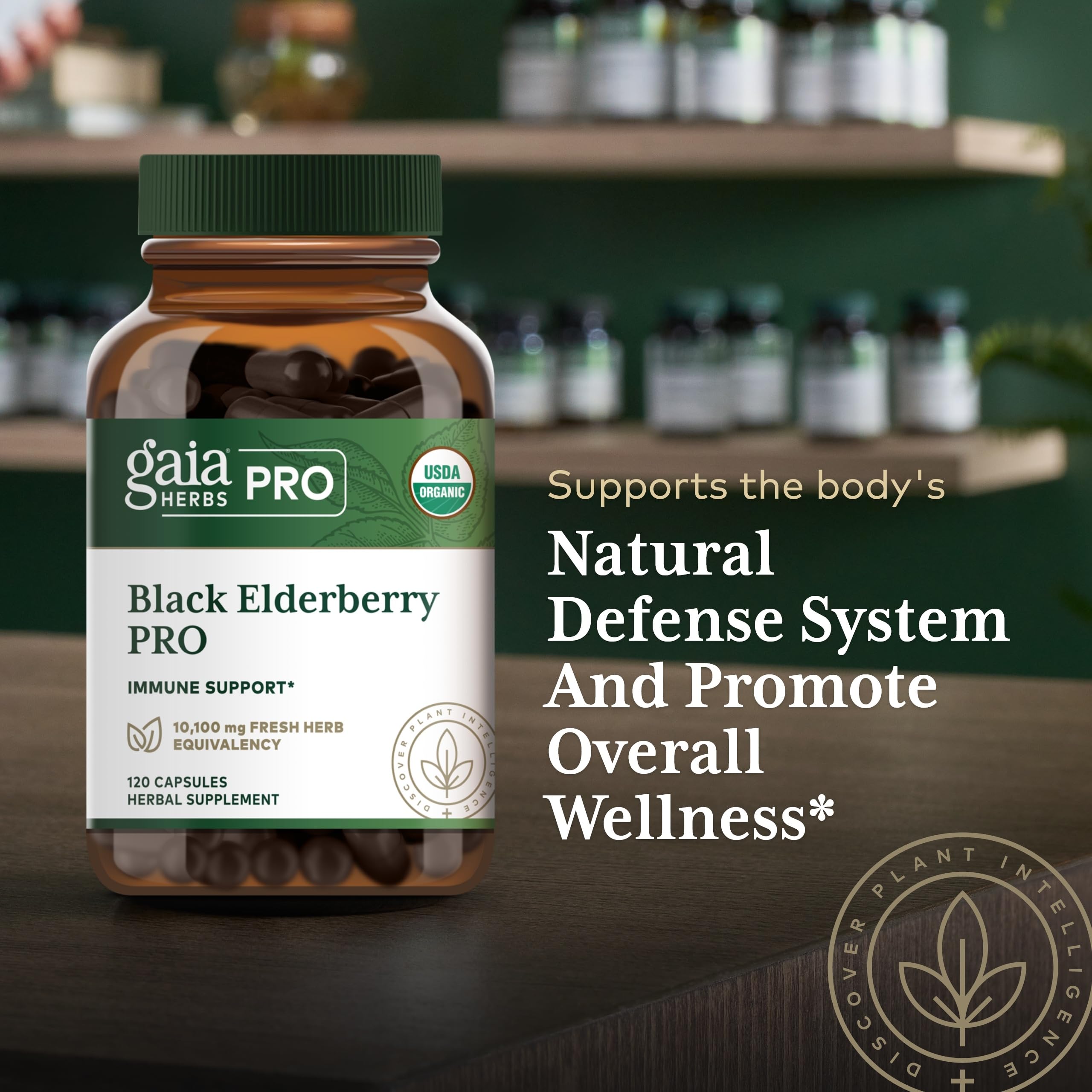 Gaia Herbs PRO Sureau noir — ferme régénérative biologique, origine durable et traçabilité.
