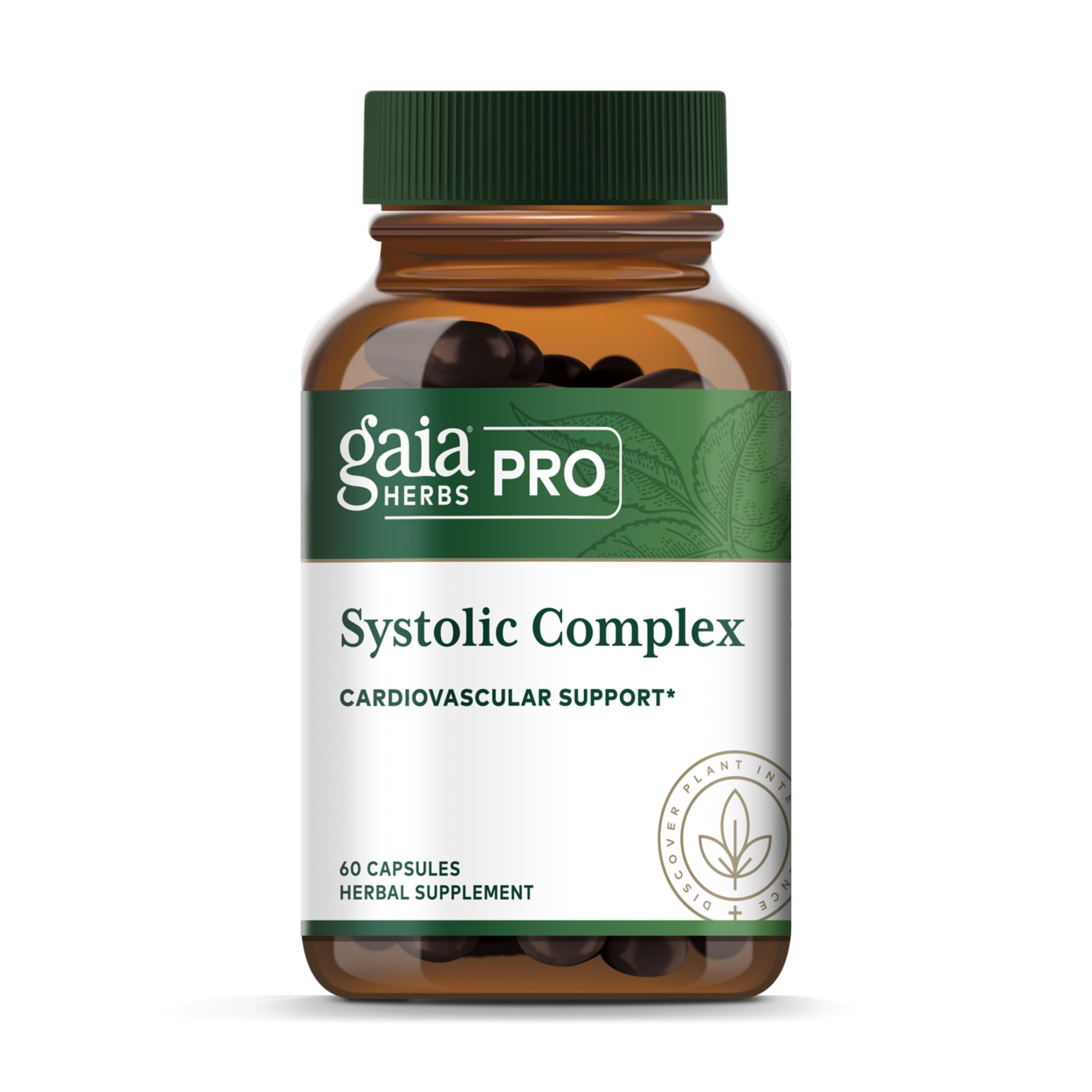 Gaia Herbs PRO Systolic Complex bouteille: soutien quotidien au système cardiovasculaire et à la vitalité.