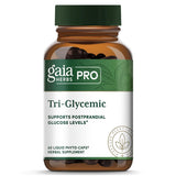 Gaia Herbs PRO Tri-Glycemic – bouteille avec étiquette claire et espace pour le métabolisme.
