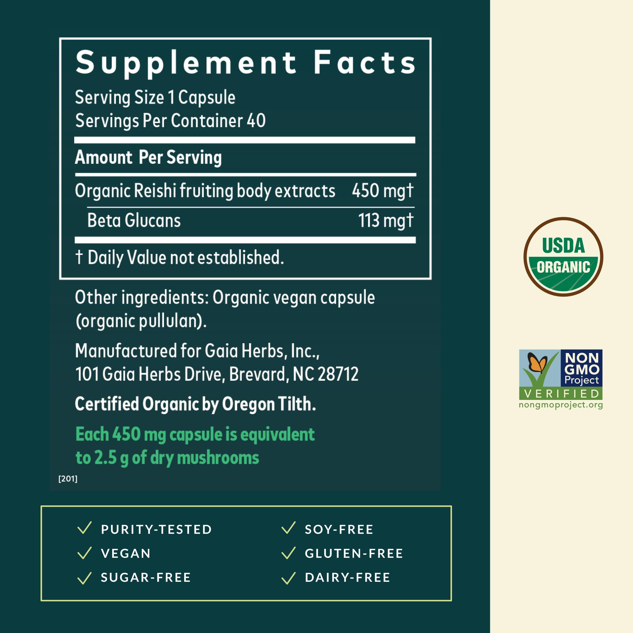 Gaia Herbs Reishi: capsules liquides véganes pour le bien-être général.
