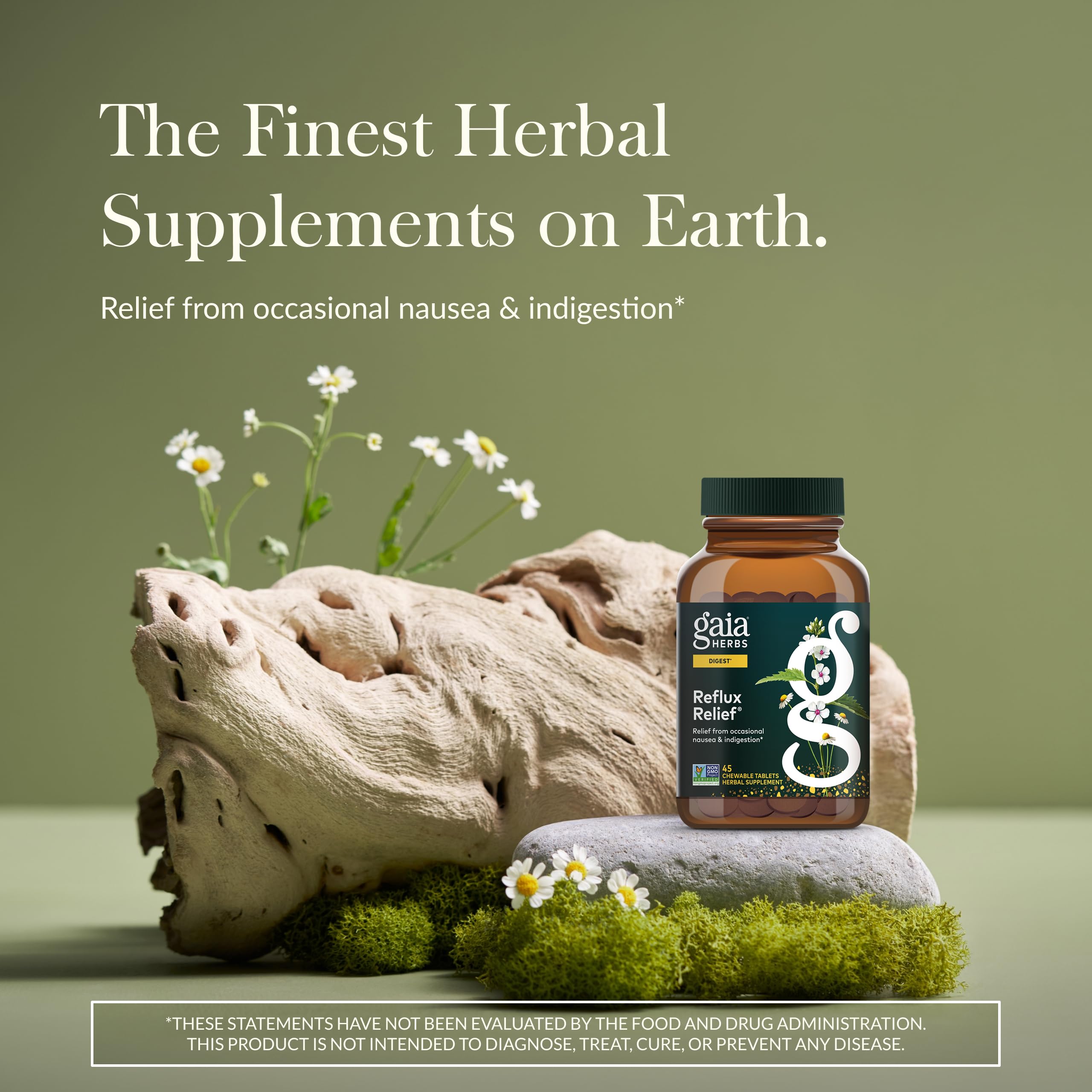 Gaia Herbs Reflux Relief, comprimés mâchables pratiques, usage en déplacement.