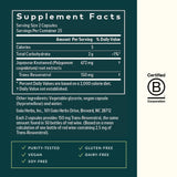 Étiquette Gaia Herbs Resveratrol sur la bouteille, indication trans-résvératrol.