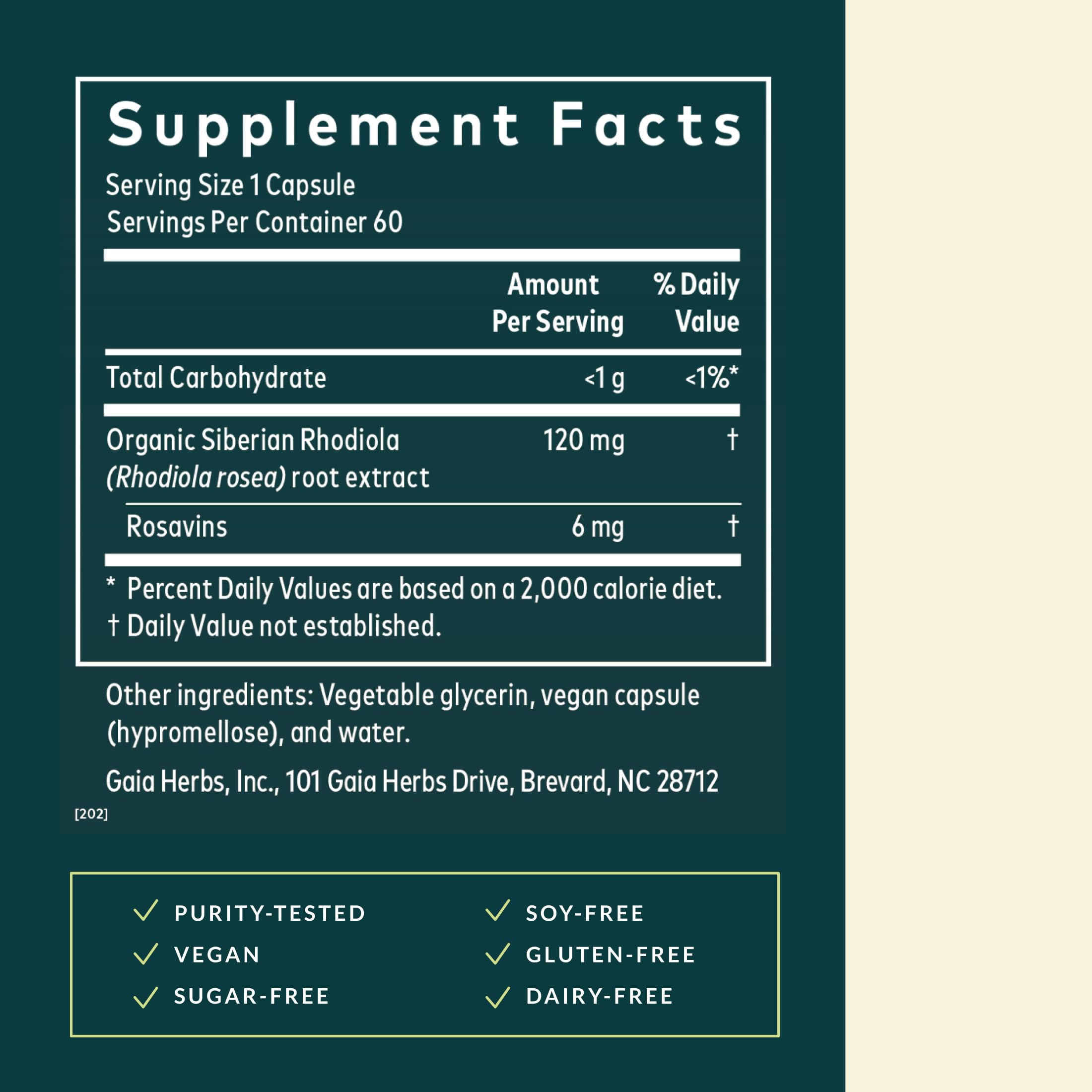 Capsules vegan Gaia Rhodiola Rosea, faciles à intégrer à une routine quotidienne