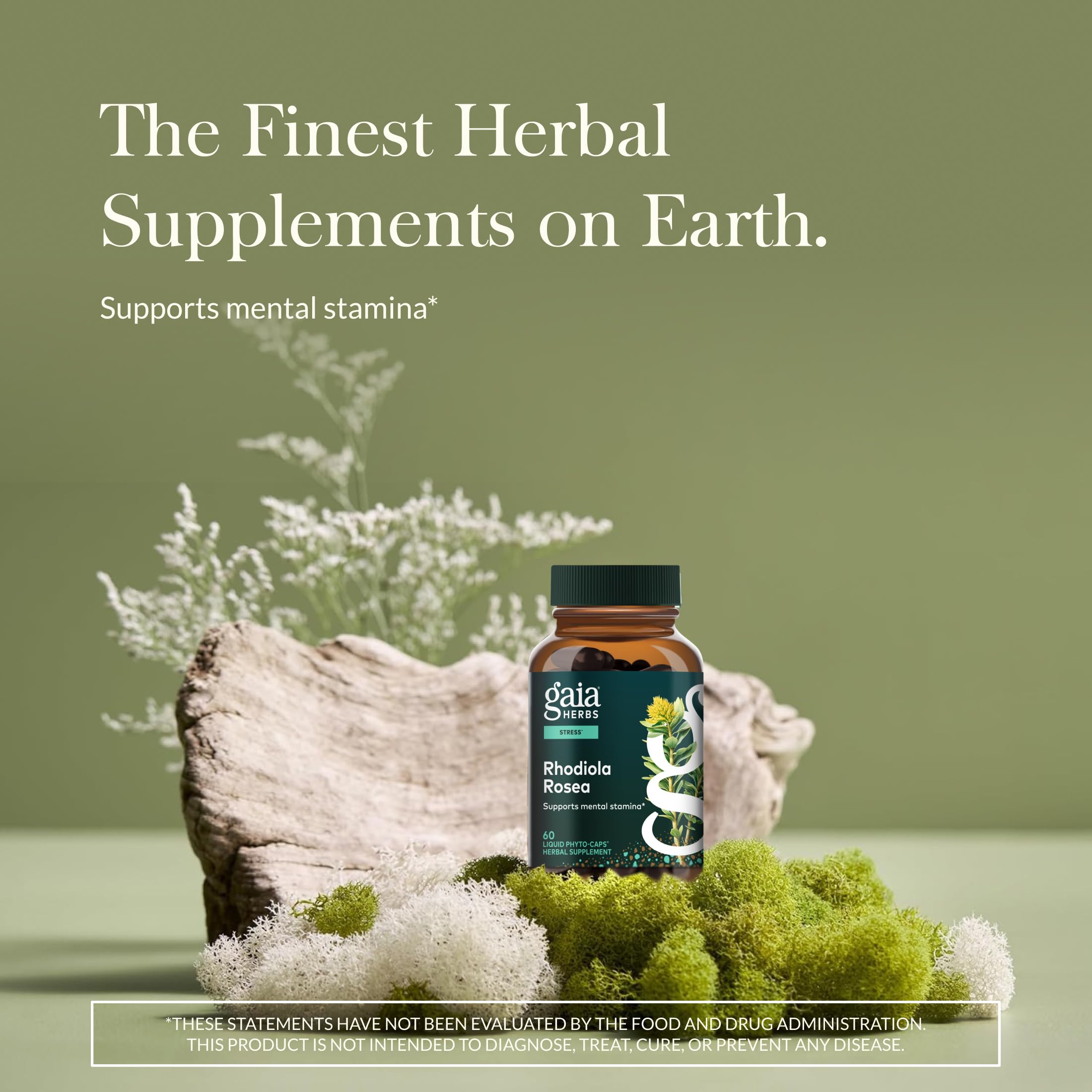 Gaia Herbs Rhodiola Rosea: etiquette claire indiquant origine europeenne et ingrédients