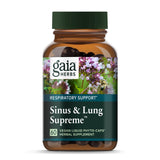Gaia Herbs Sinus & Lung Supreme – Bouteille recto: soutien respiratoire potentiel.
