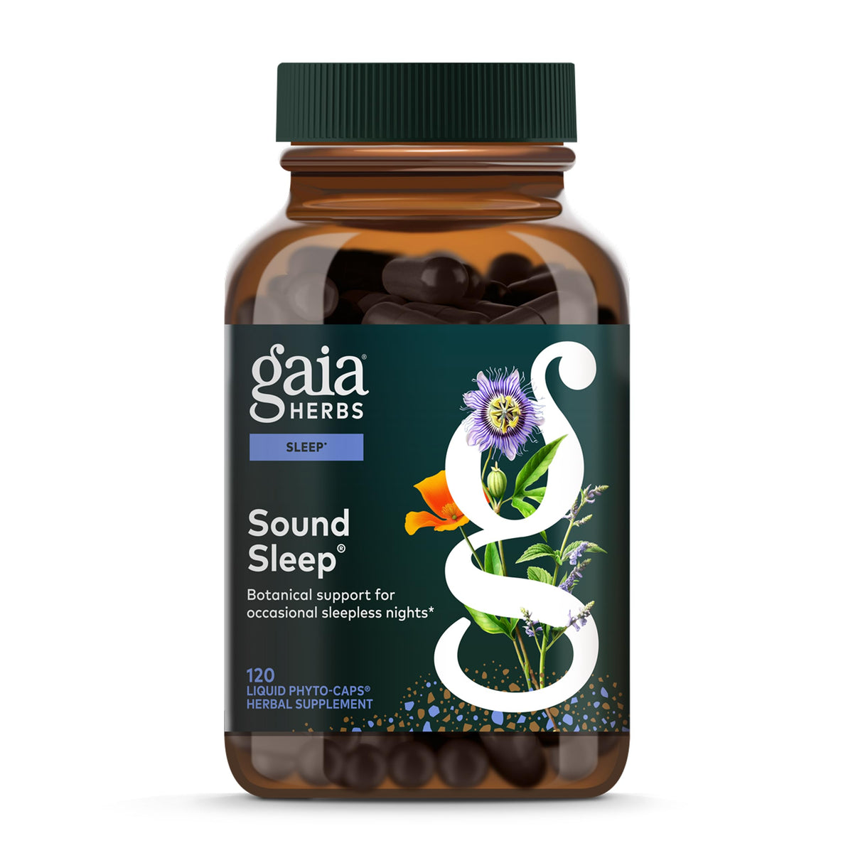 Gaia Herbs Sound Sleep — bouteille pratique pour un sommeil plus calme.