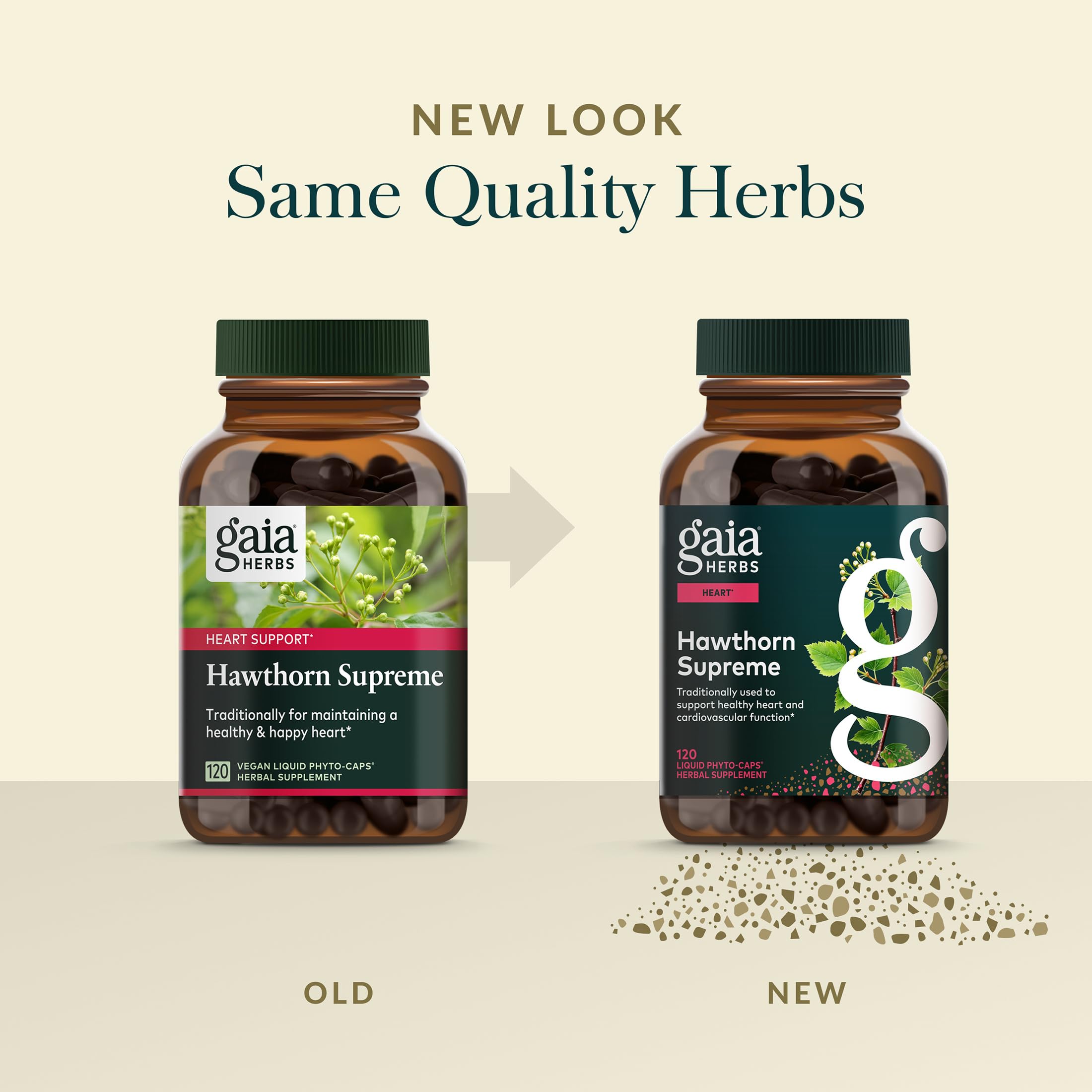 Gaia Herbs supplement label close-up displaying ingredient and purity details