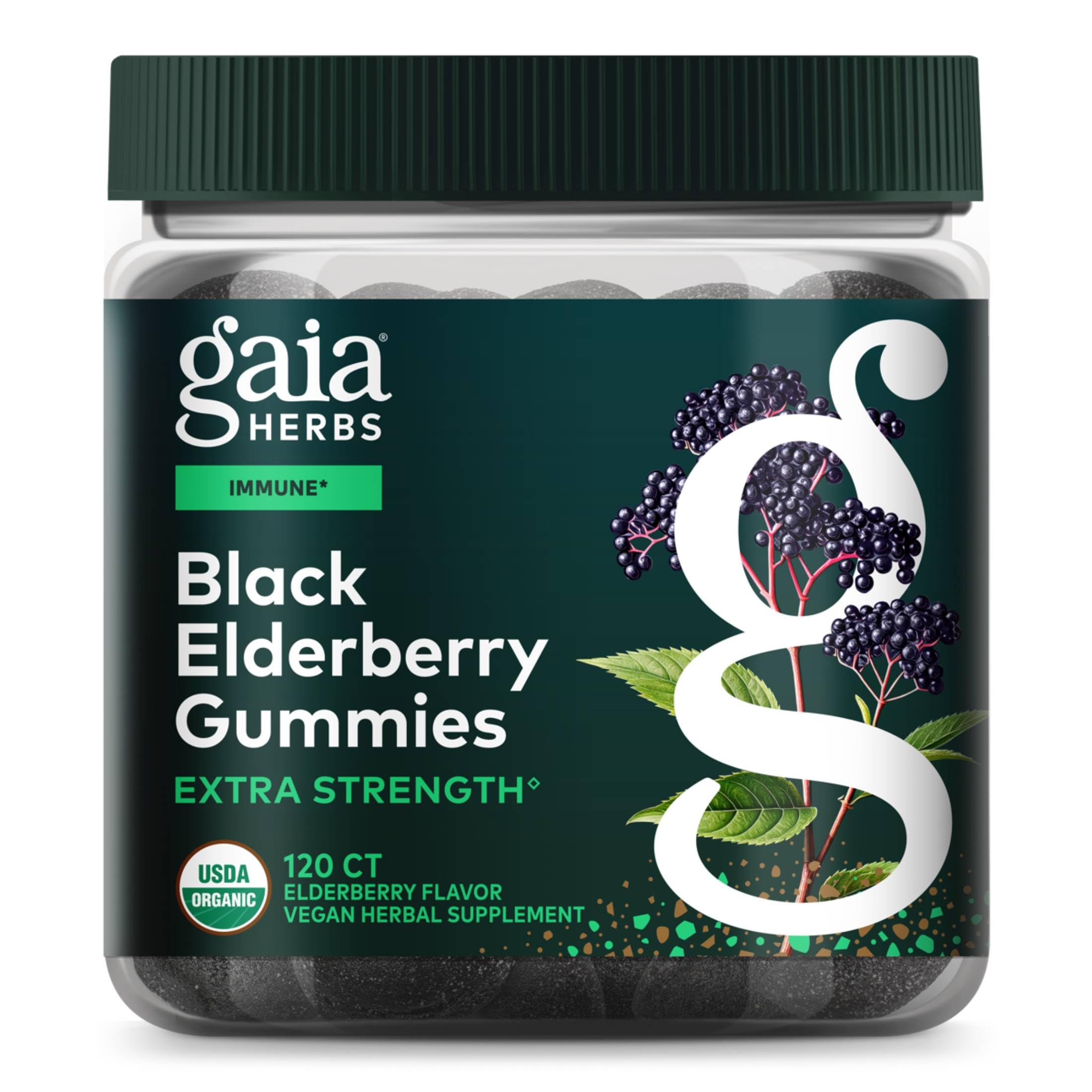 Gemme Gaia Herbs Sureau Noir bonbons gélifiés: saveur naturelle et soutien immunitaire potentiel.