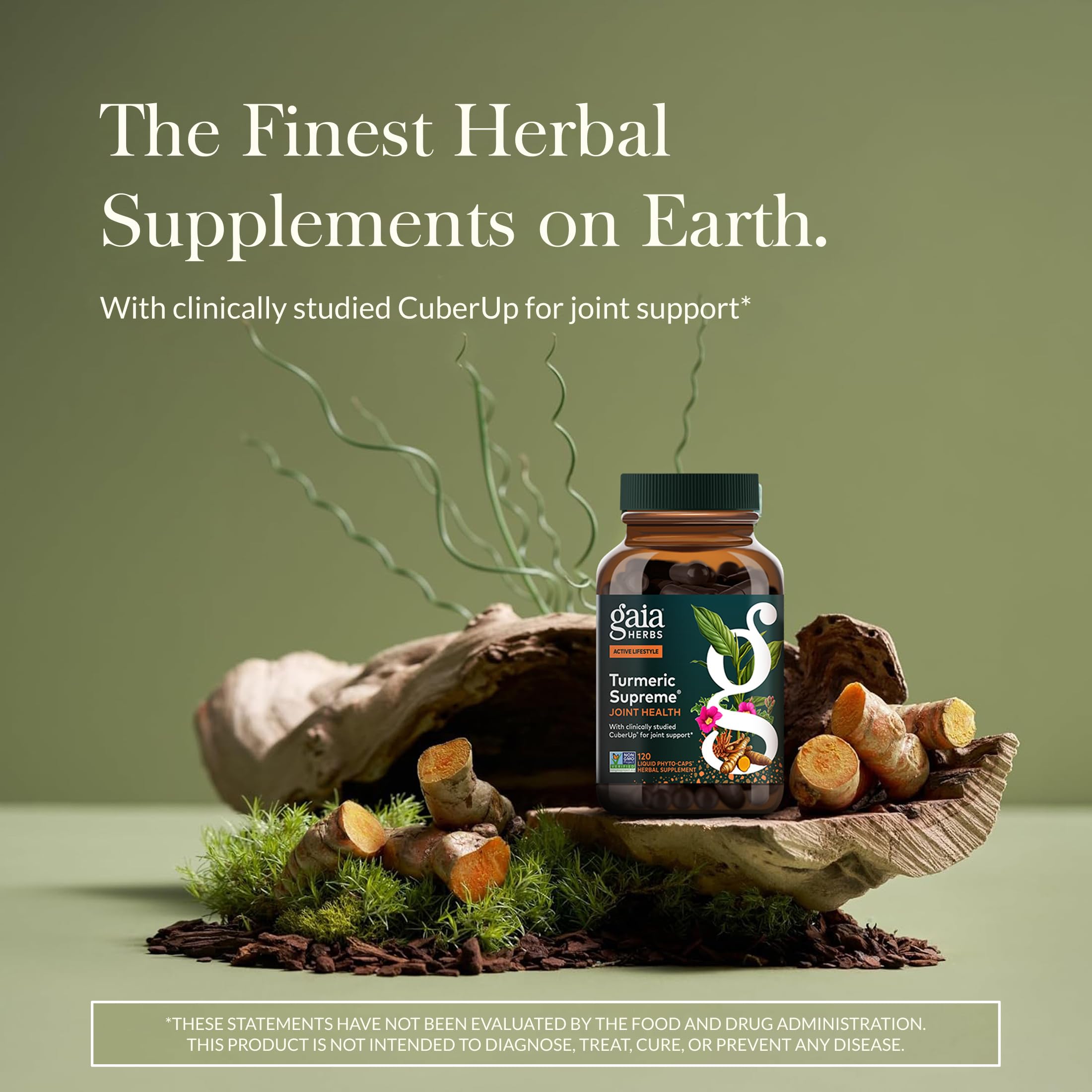 Gaia Herbs Turmeric Supreme Joint Health, capsules-ouvertes, montre la texture des gélules
