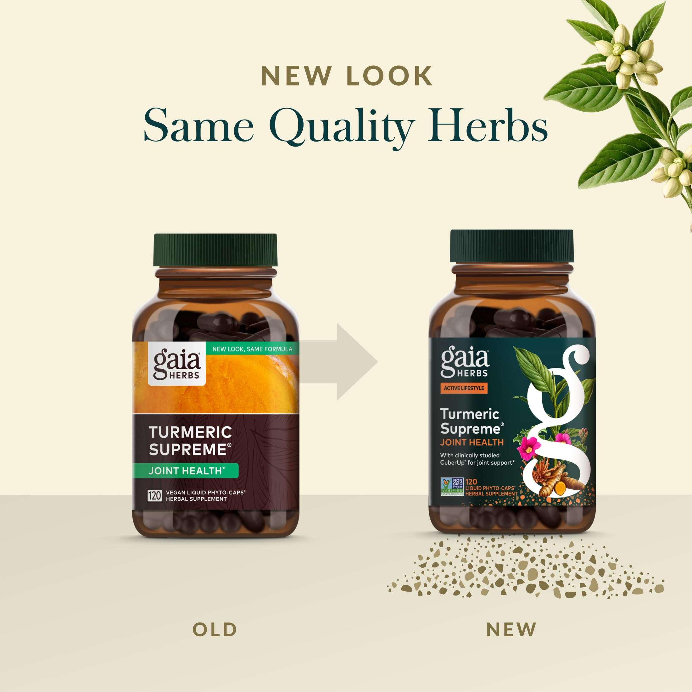 Gaia Herbs Turmeric Supreme Joint Health, dose-journee, rappelle l'apport quotidien potentiel