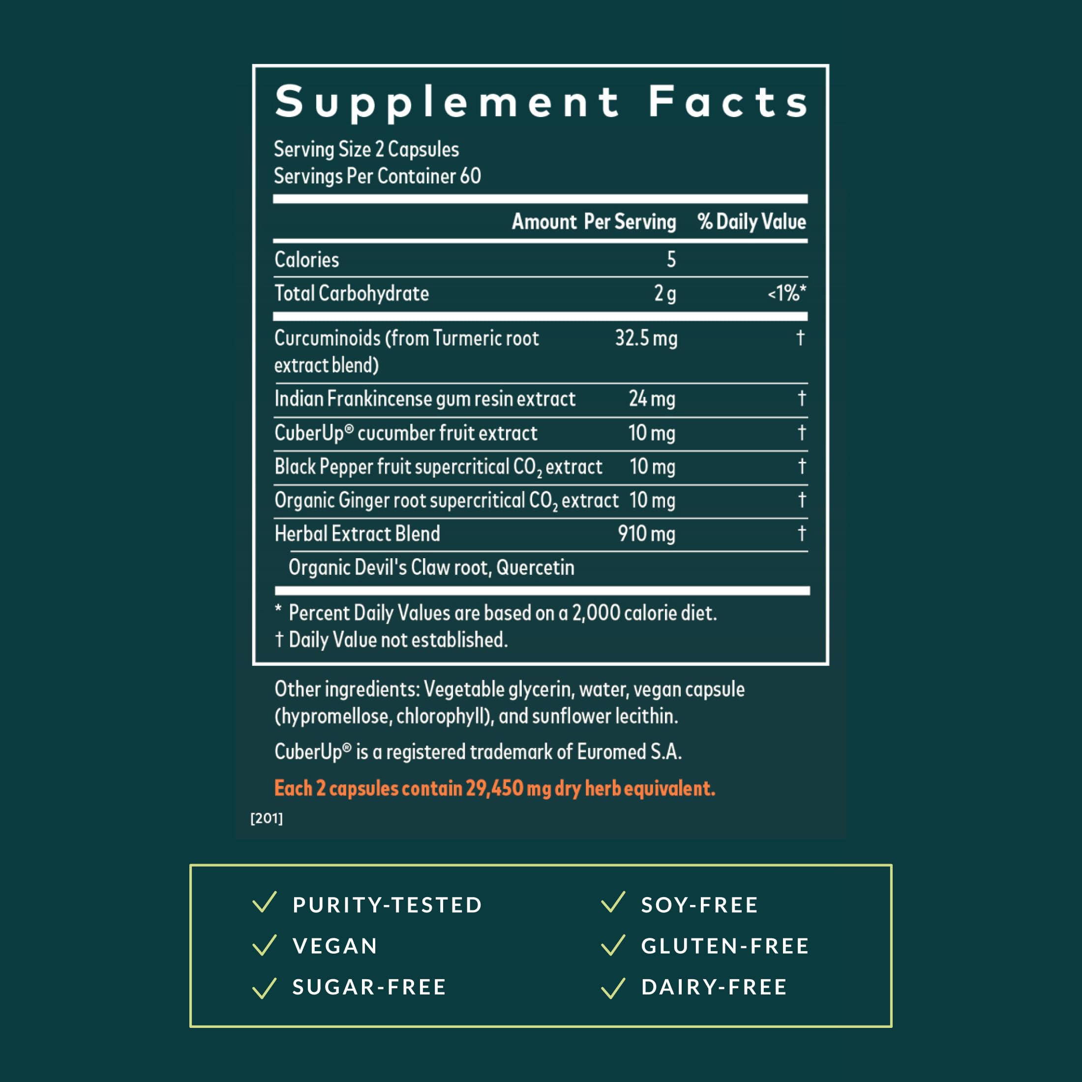 Gaia Herbs Turmeric Supreme Joint Health, etiquette-emballage, informations claires et complètes