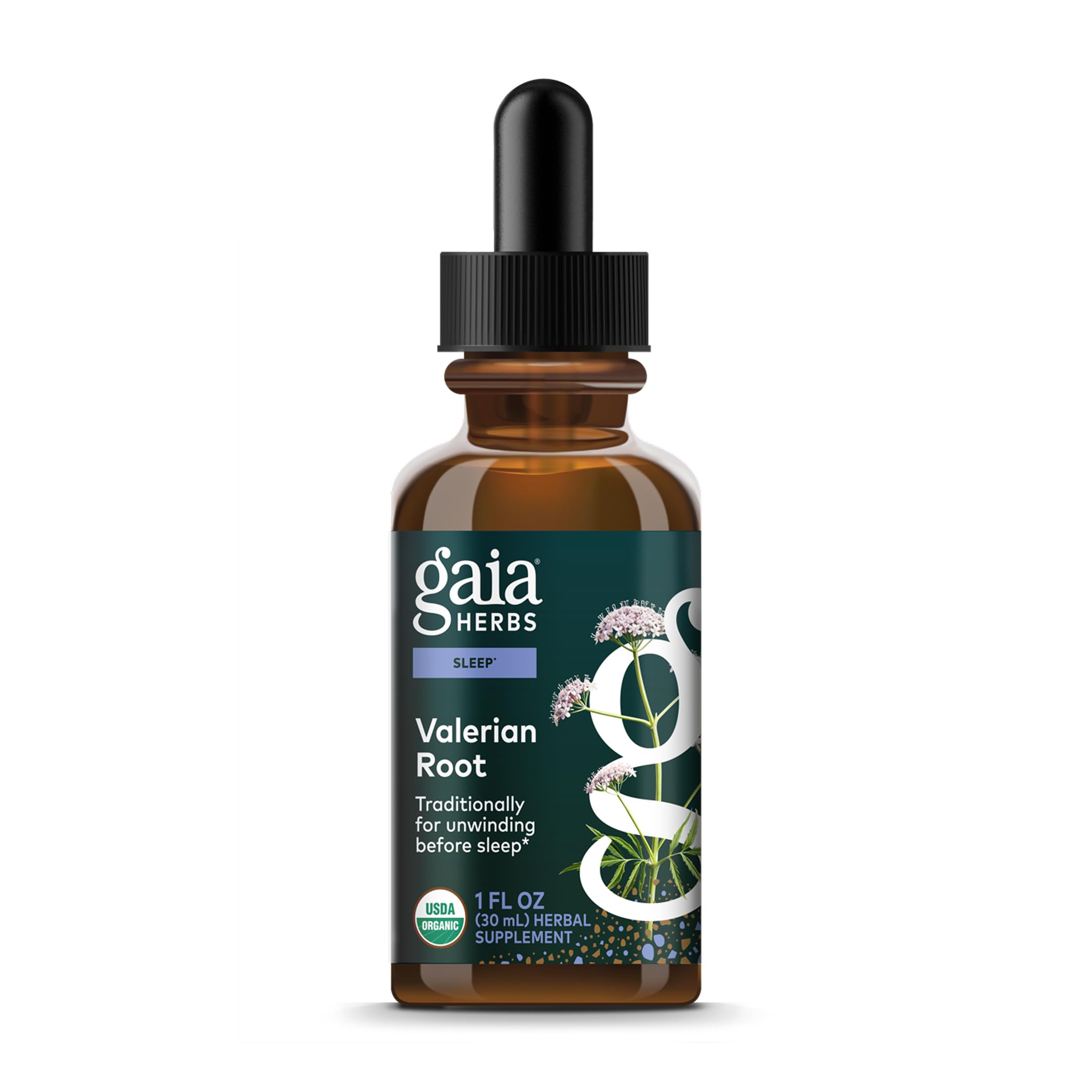 Gaia Herbs Valériane: extrait liquide en bouteille pour relaxation naturelle.