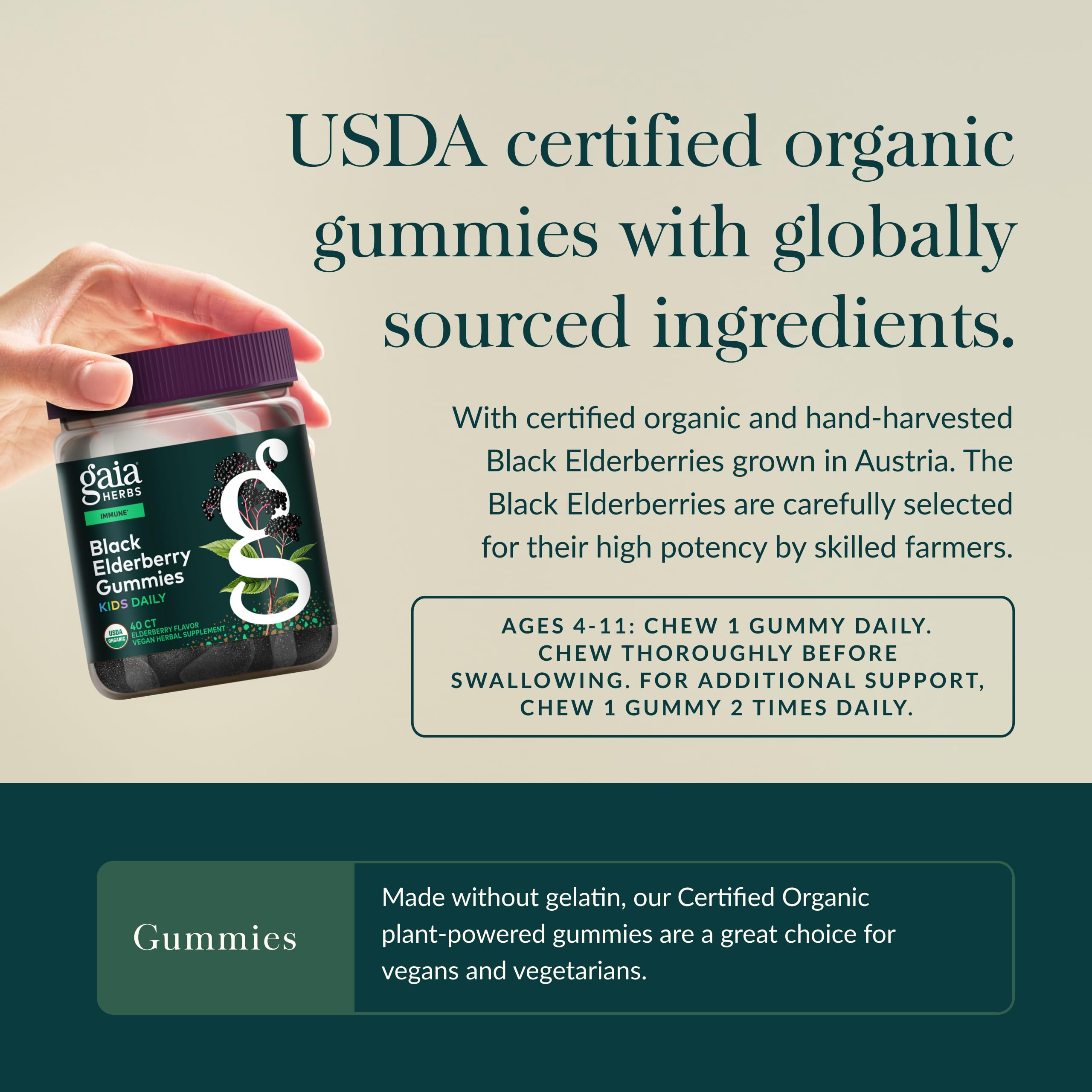 GaiaKids Sureau Noir - ingrédients bio certifiés et transparents