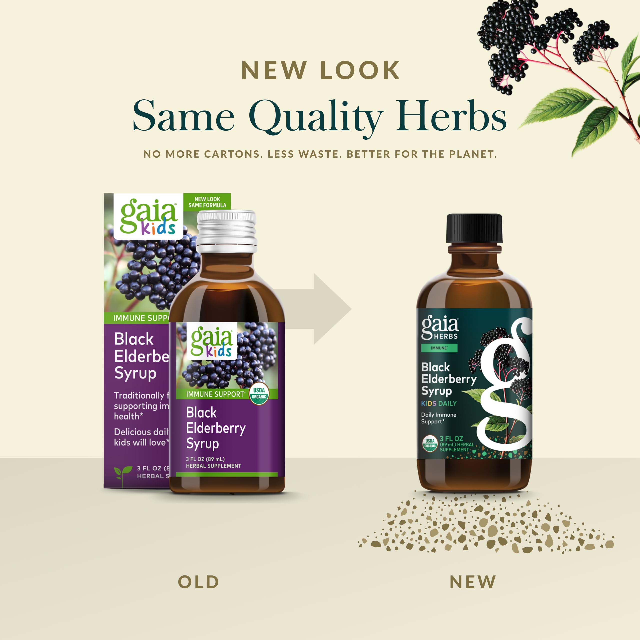 GaiaKids Sureau Noir Gaia Herbs: ingrédients biologiques de sureau et miel