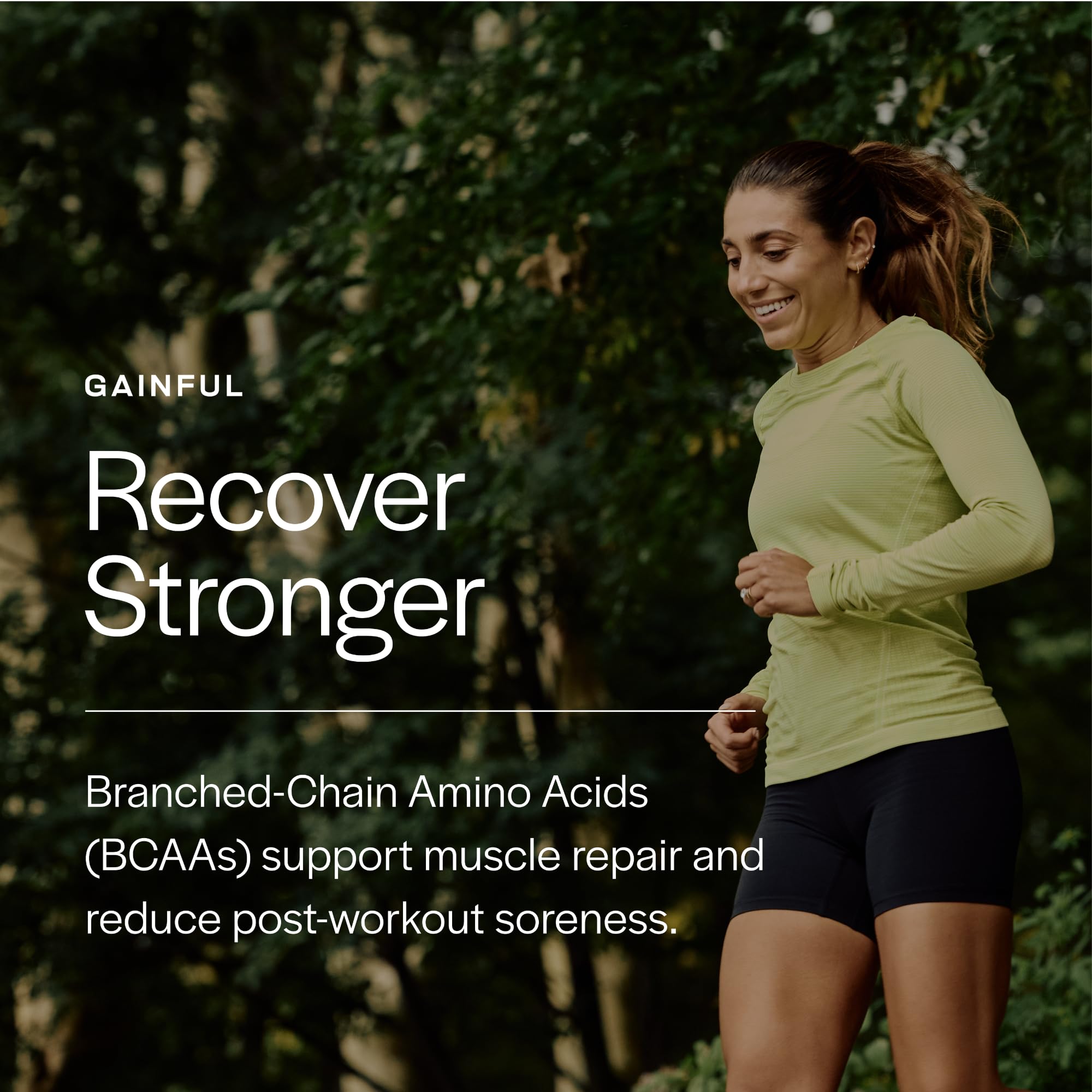 Gainful pré-workout: louche de dosage indiquant 3 g de créatine et énergie soutenue.