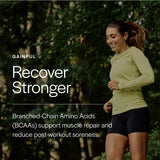 Gainful pré-workout: louche de dosage indiquant 3 g de créatine et énergie soutenue.