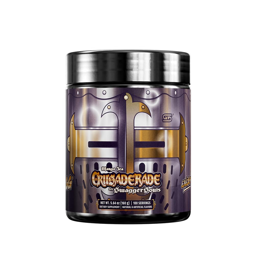 Gamer Supps GG Crusaderade thé mangue, énergie soutenue pour sessions gaming sans crash.